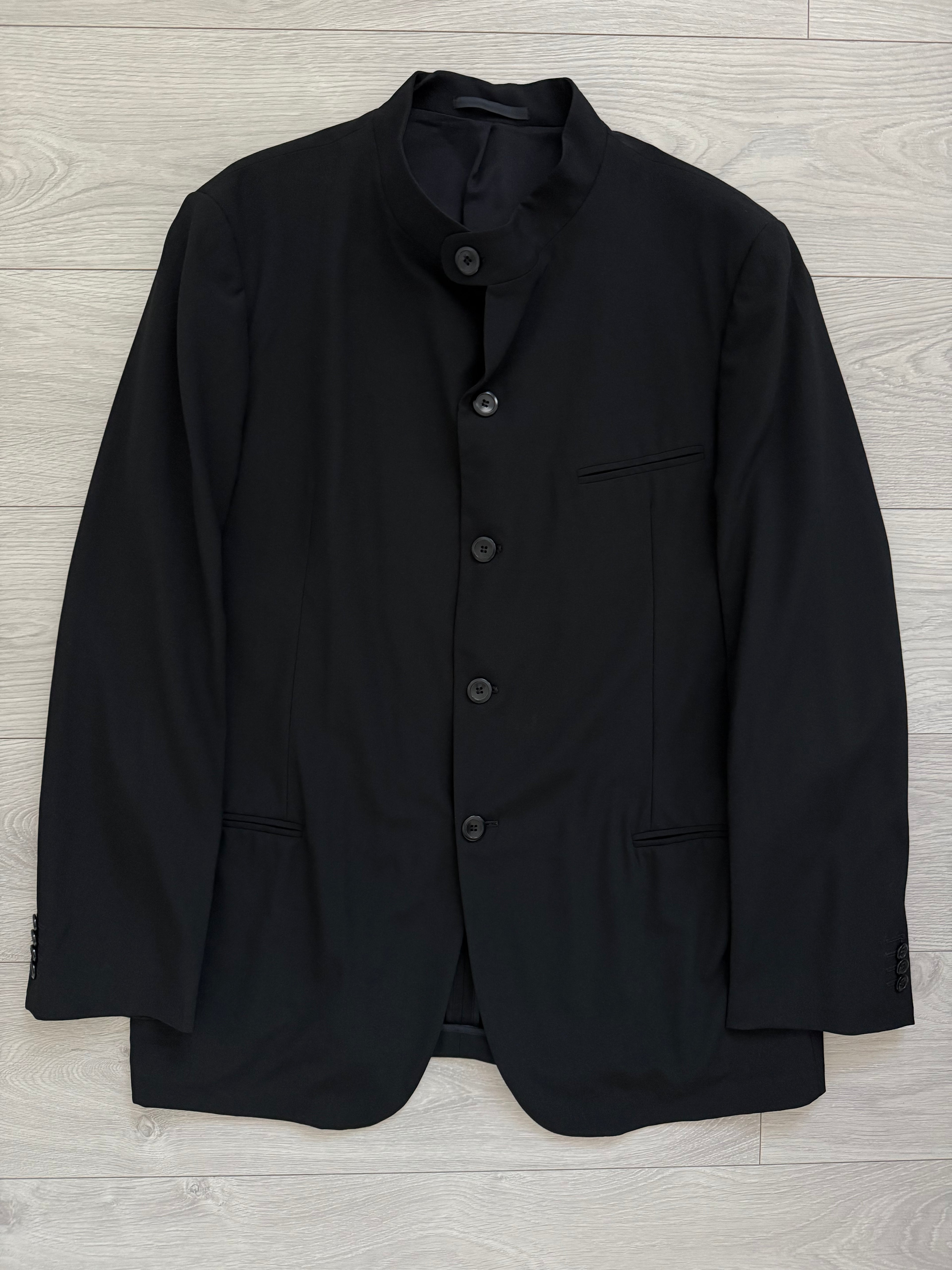 Armani 1990s Nehru Collar Draped Wool Suit - Size XXL Jacket / 38" Waist