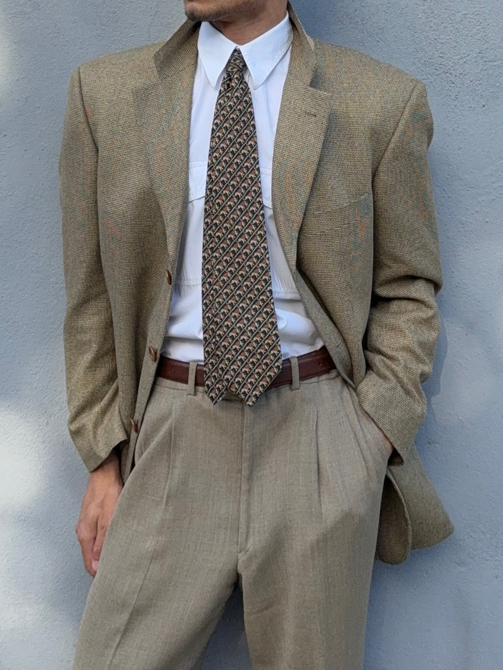 Hugo Boss 1990s Silk Wool 3B Textured Sport Jacket Blazer - Size L