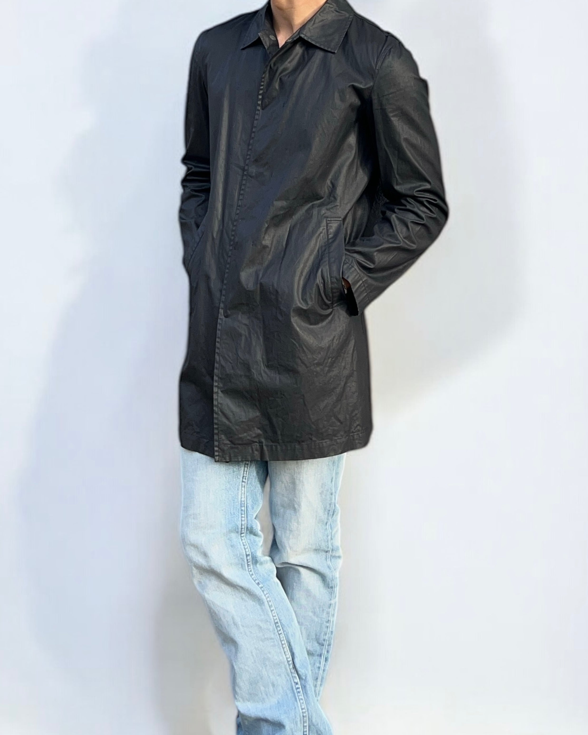 Jil Sander by Raf Simons 00s Waxed Snap Button Coat - Size S