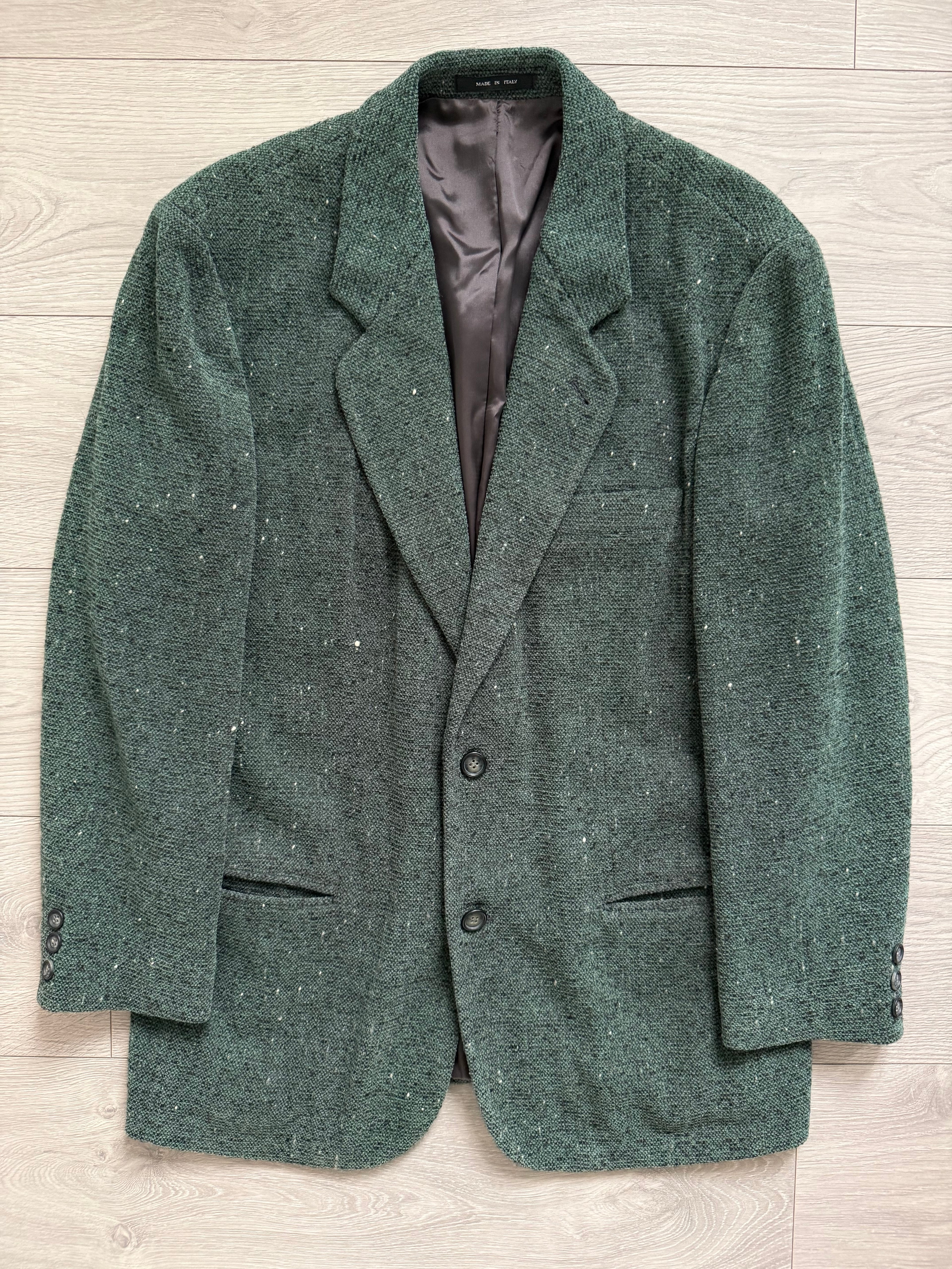 Emporio Armani 1990s 2B Speckled Wool Blend Green Sport Jacket Blazer - Size S
