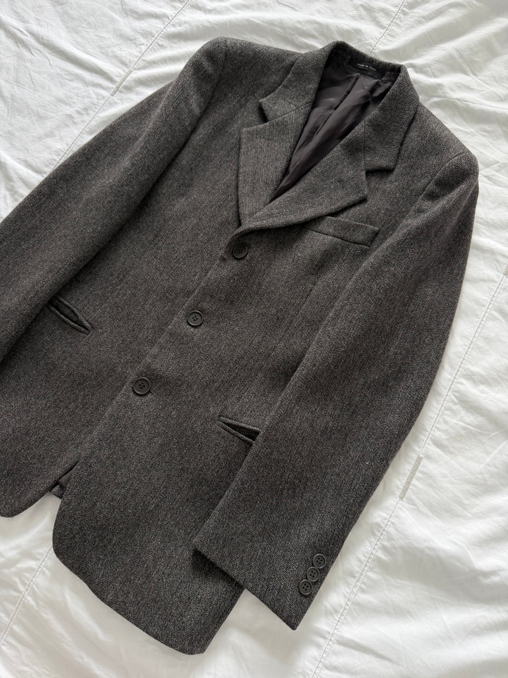 Emporio Armani 1990s 3B Wool Textured Sport Jacket Blazer Grey - Size S