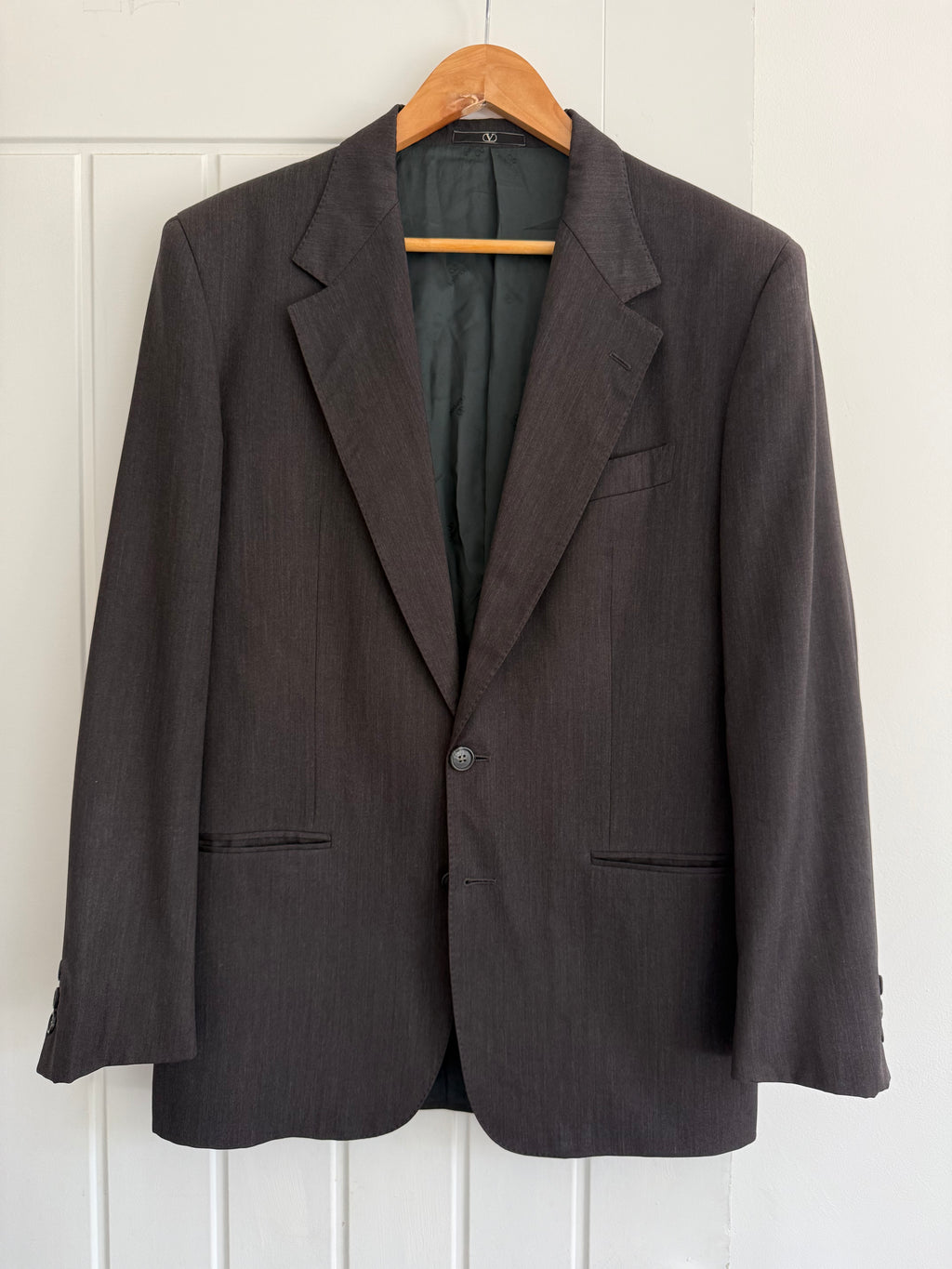 Valentino 1980s 2B Heathered Grey Wool Sports Jacket Blazer - Size S