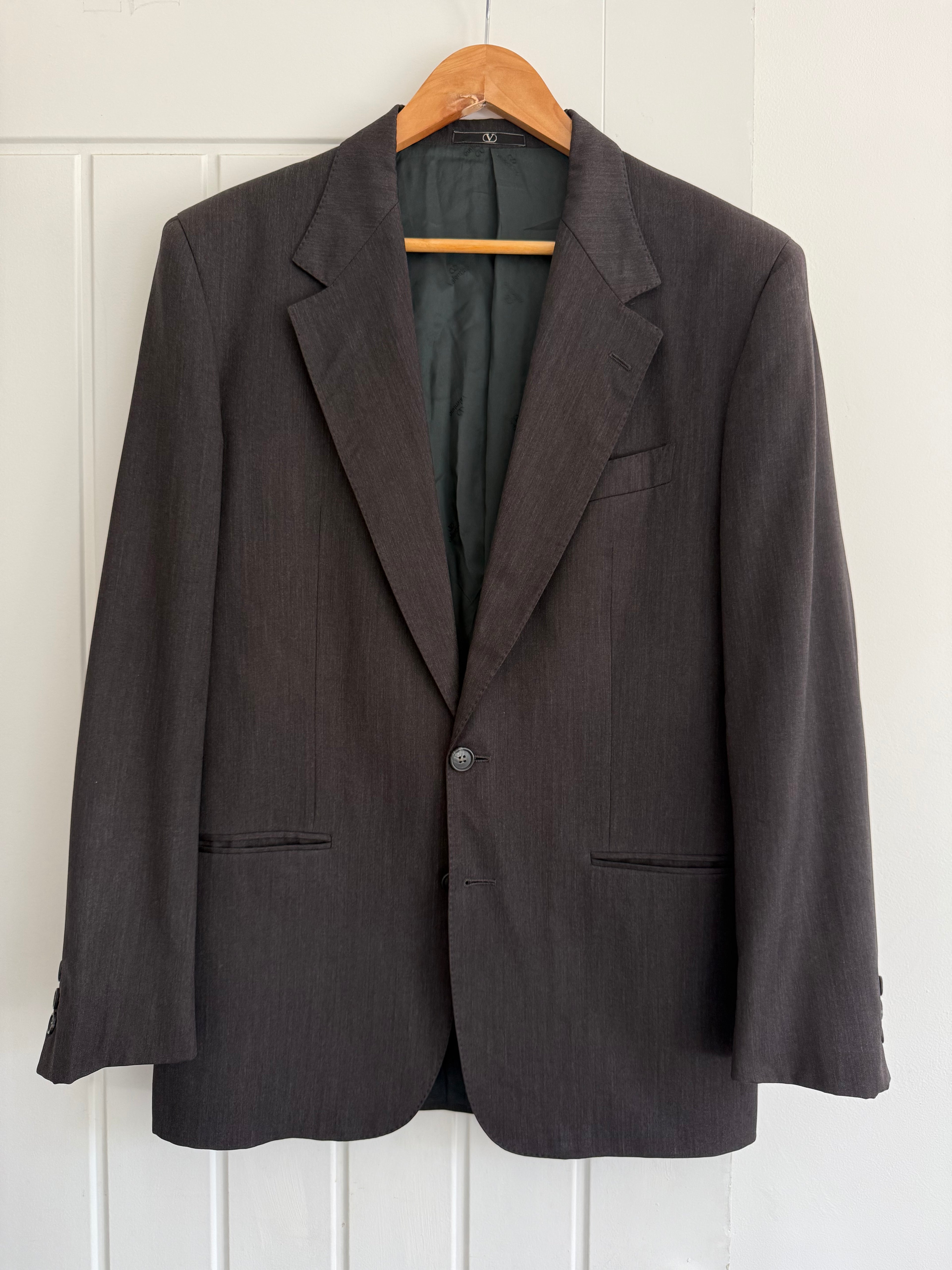 Valentino 1980s 2B Heathered Grey Wool Sports Jacket Blazer - Size S