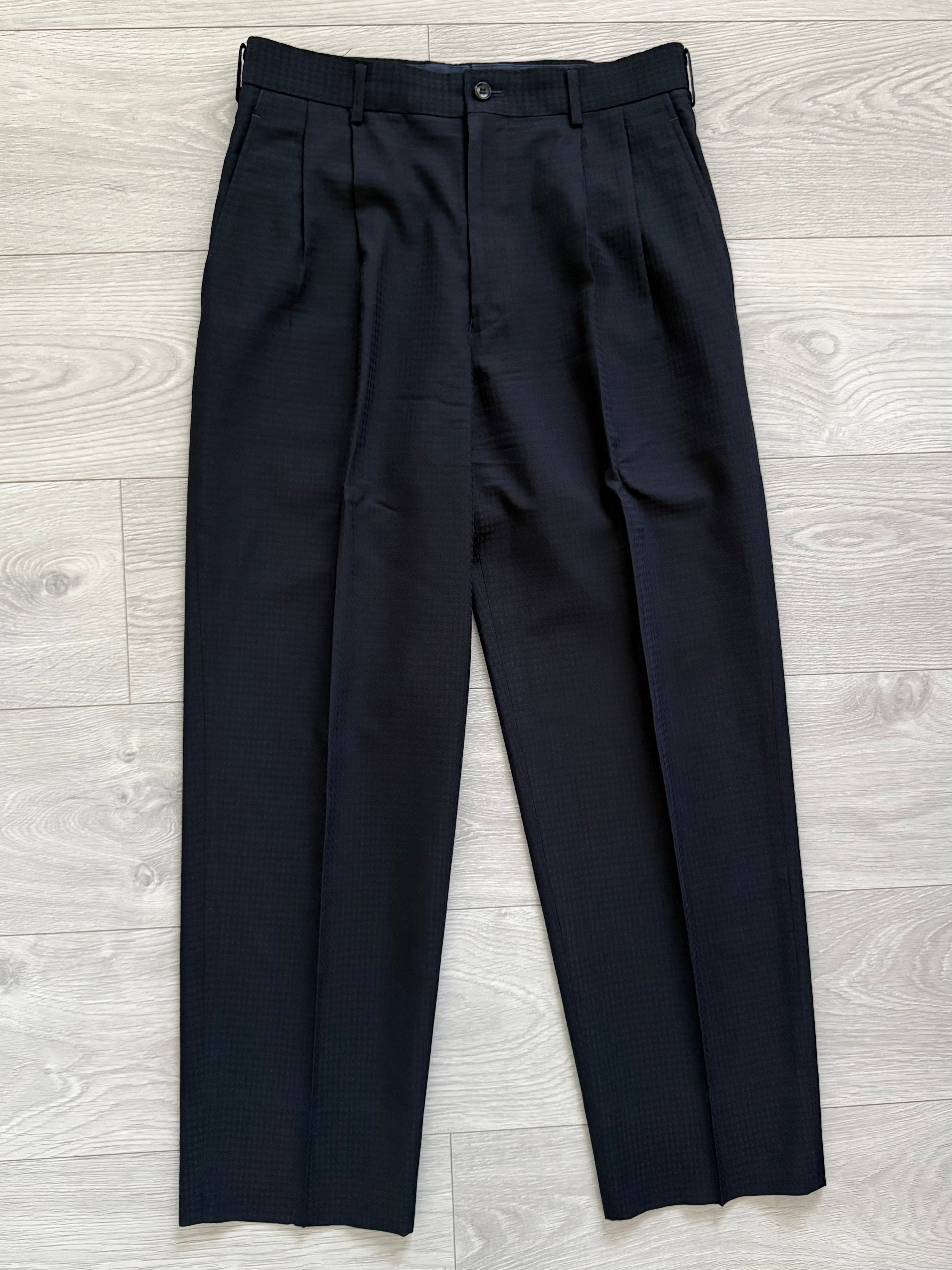 Comme Des Garcons Homme 2001 3B Navy Blue Pleated Wool Blend Suit - Size M Jacket / 30" Waist