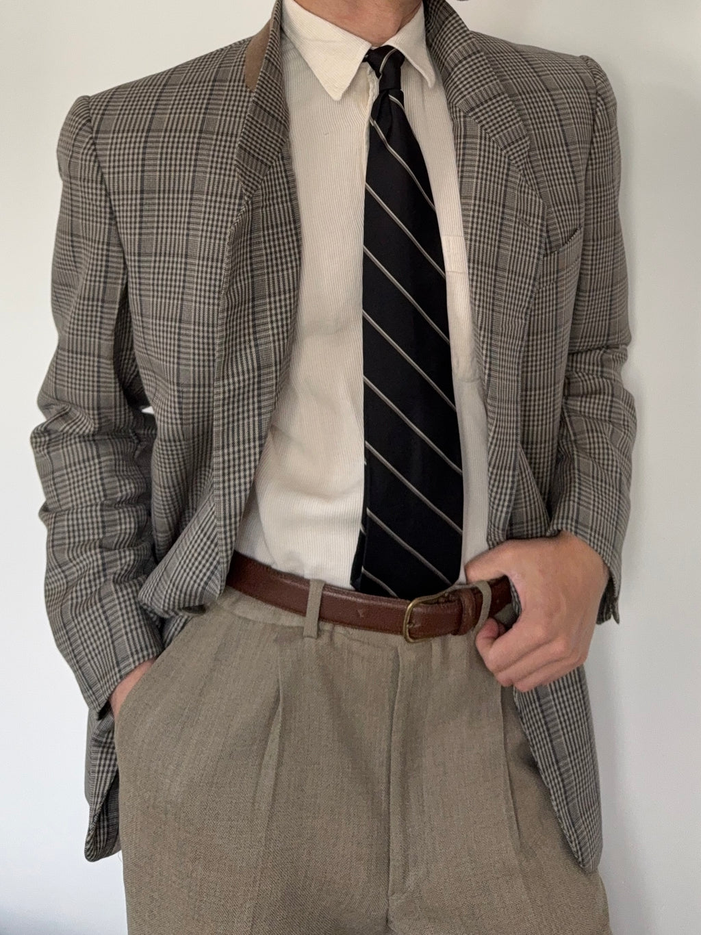Giorgio Armani 1980s Mainline Wool Check Blazer Sports Jacket - Size L
