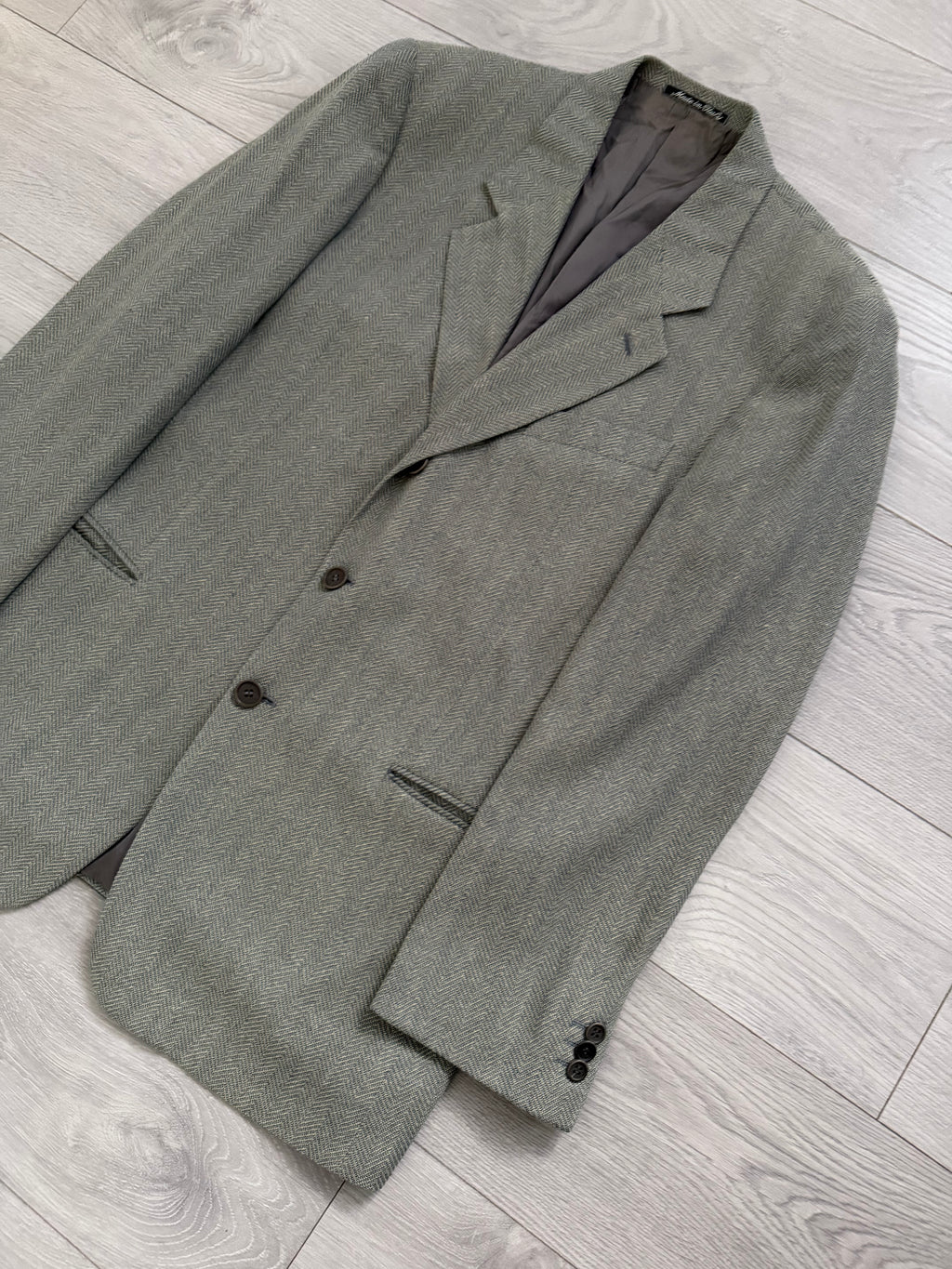 Giorgio Armani 1980s Silk Wool 3B Herringbone Weave Draped Sport Jacket Blazer  - Size XL