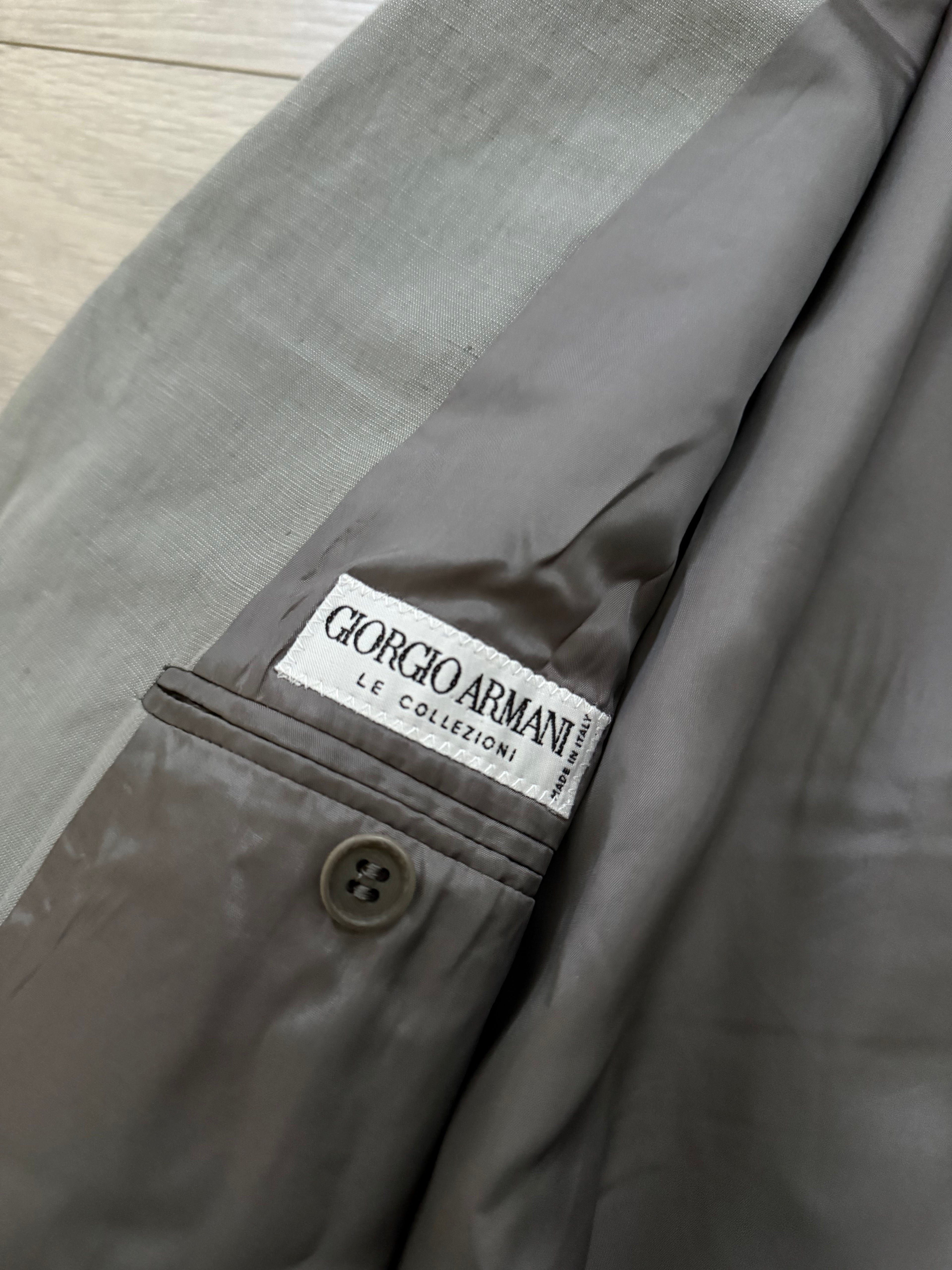 Giorgio Armani 1980s 3B Linen Blend Suit Grey - Size L Jacket / 32" Waist
