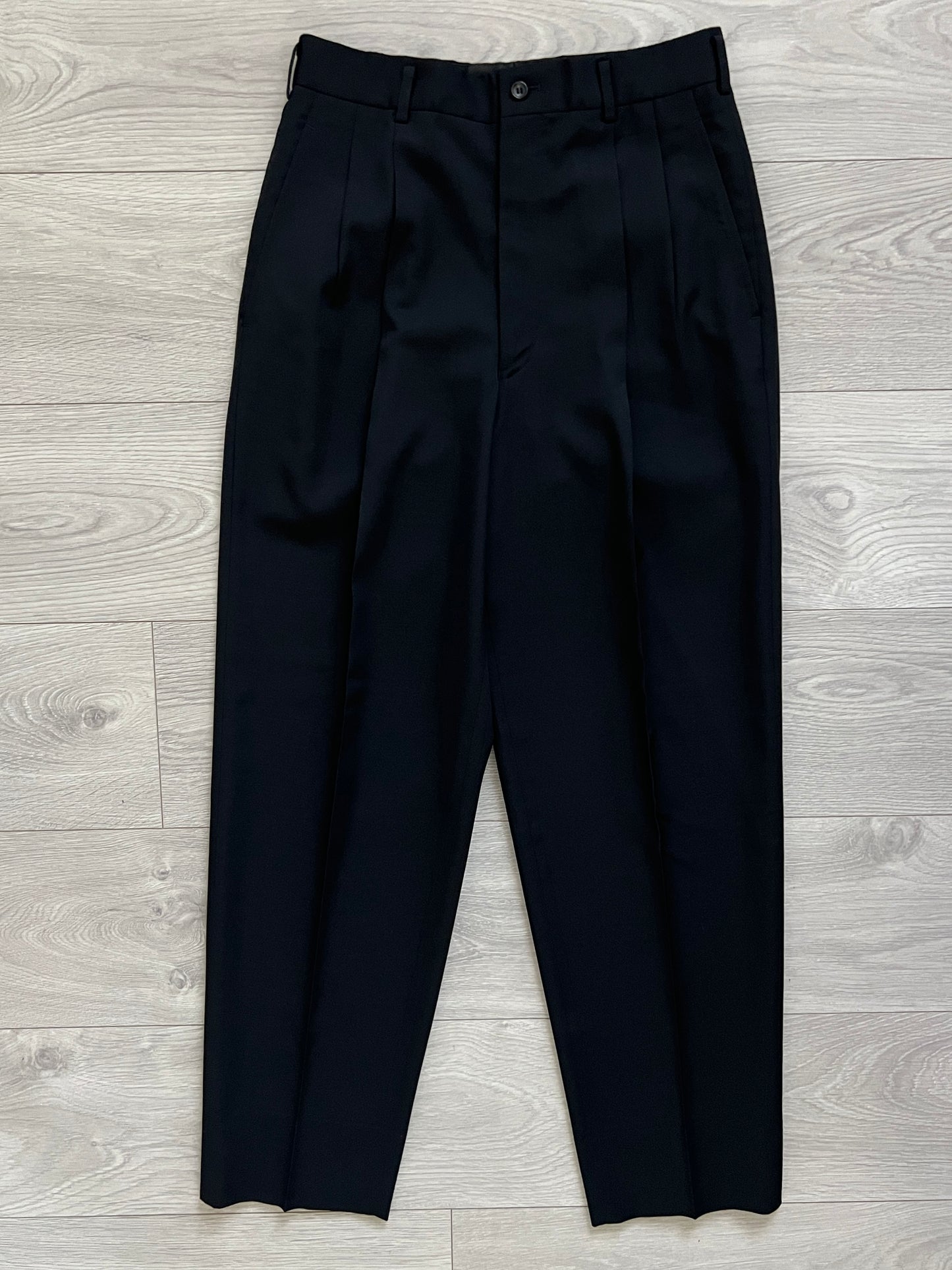 Comme Des Garcons Homme 1992 Double-Pleated Black Wool Suit - Size M Jacket / 30" Waist