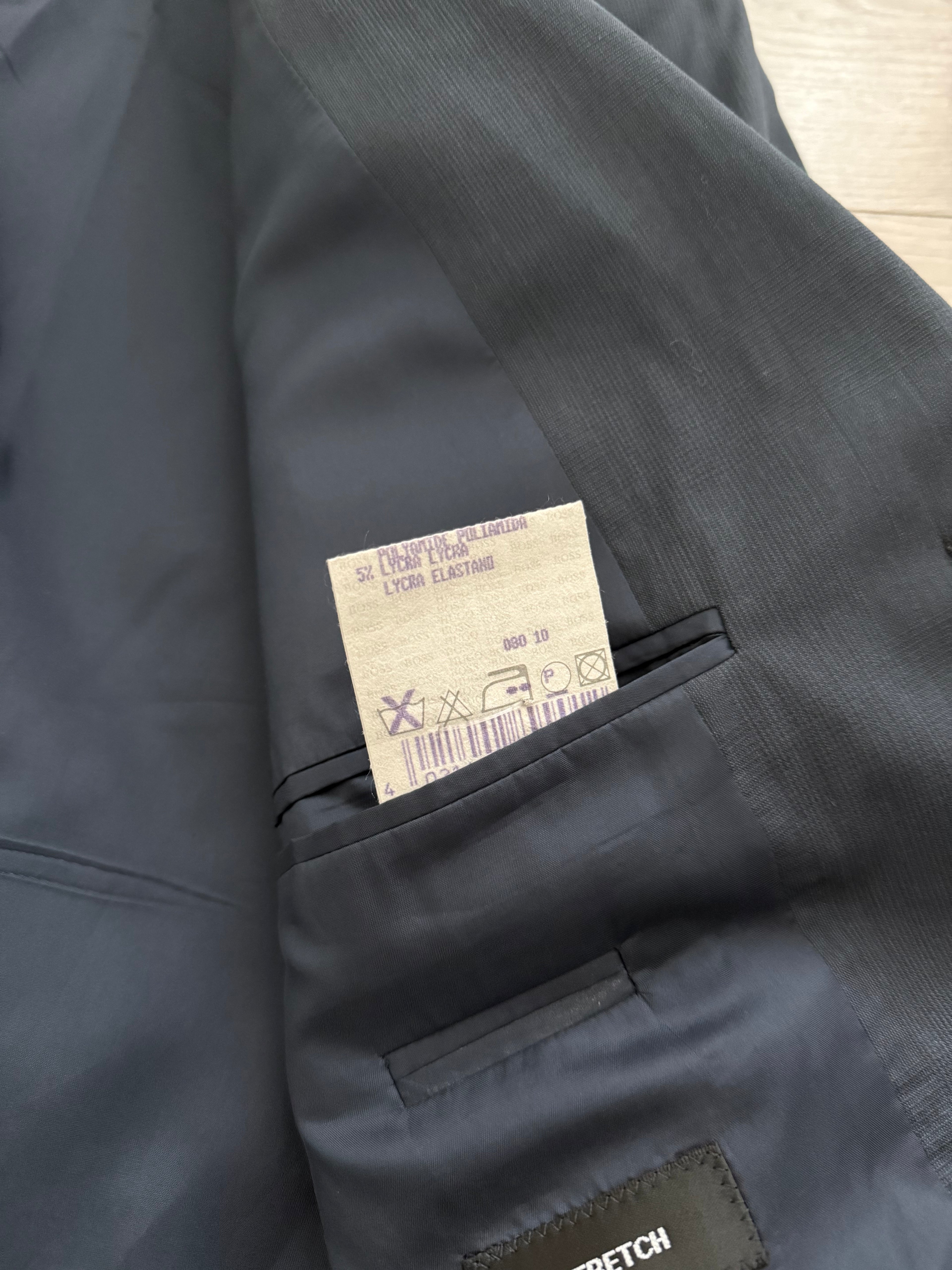Hugo Boss 1980s 3B Gunmetal Blue Pleated Wool Suit - Size L Jacket / 34" Waist