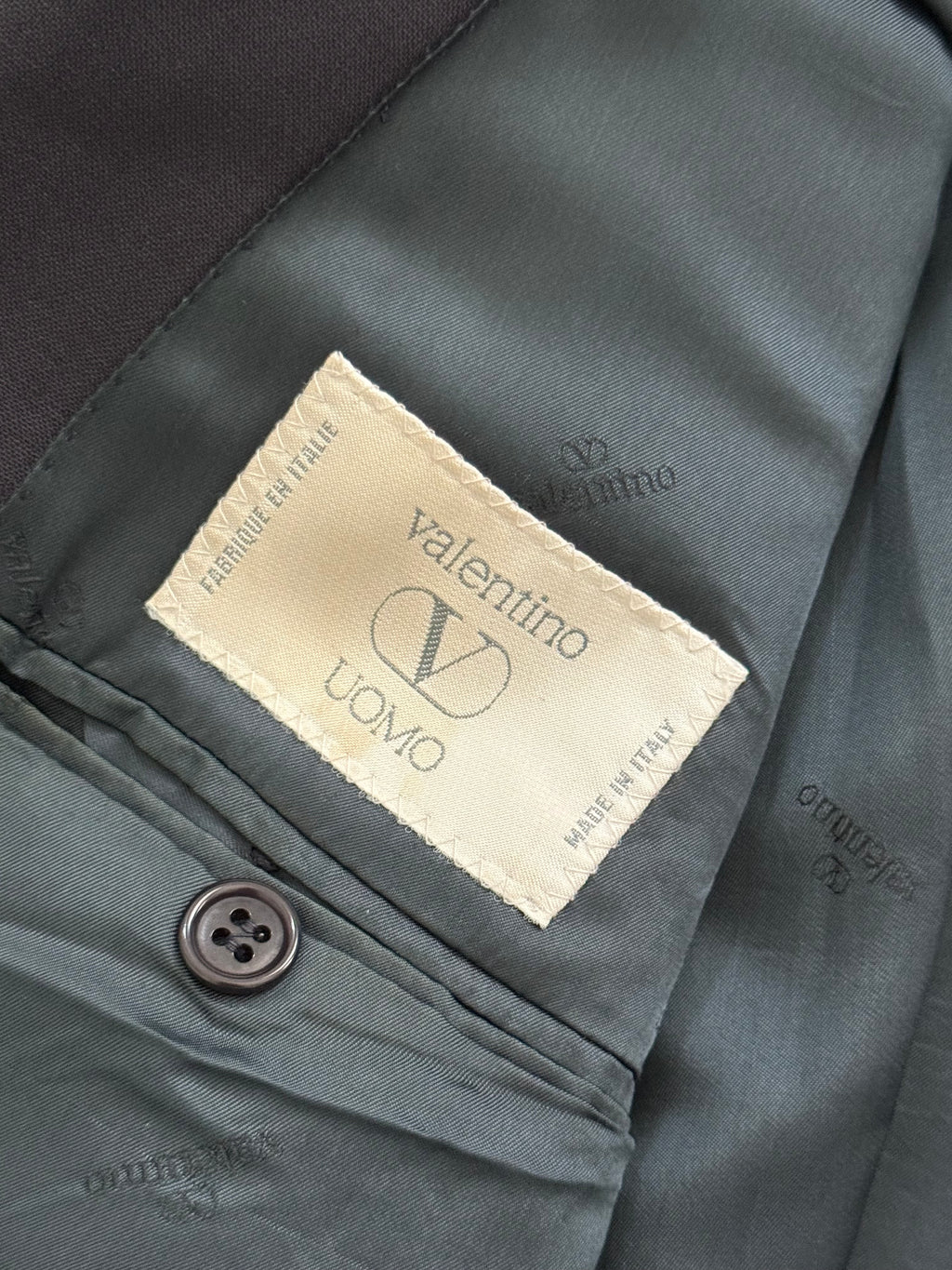 Valentino 1980s Peaked Lapel Double Breasted Metal Button Wool Jacket Navy  - Size S
