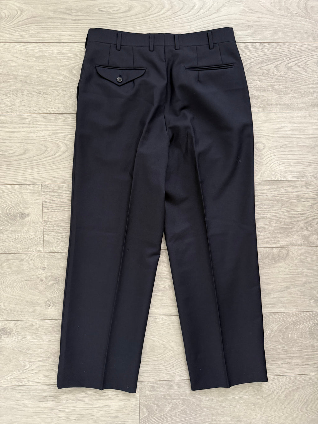 Burberry 1980s Wool Pleated Navy Pants - Size 31