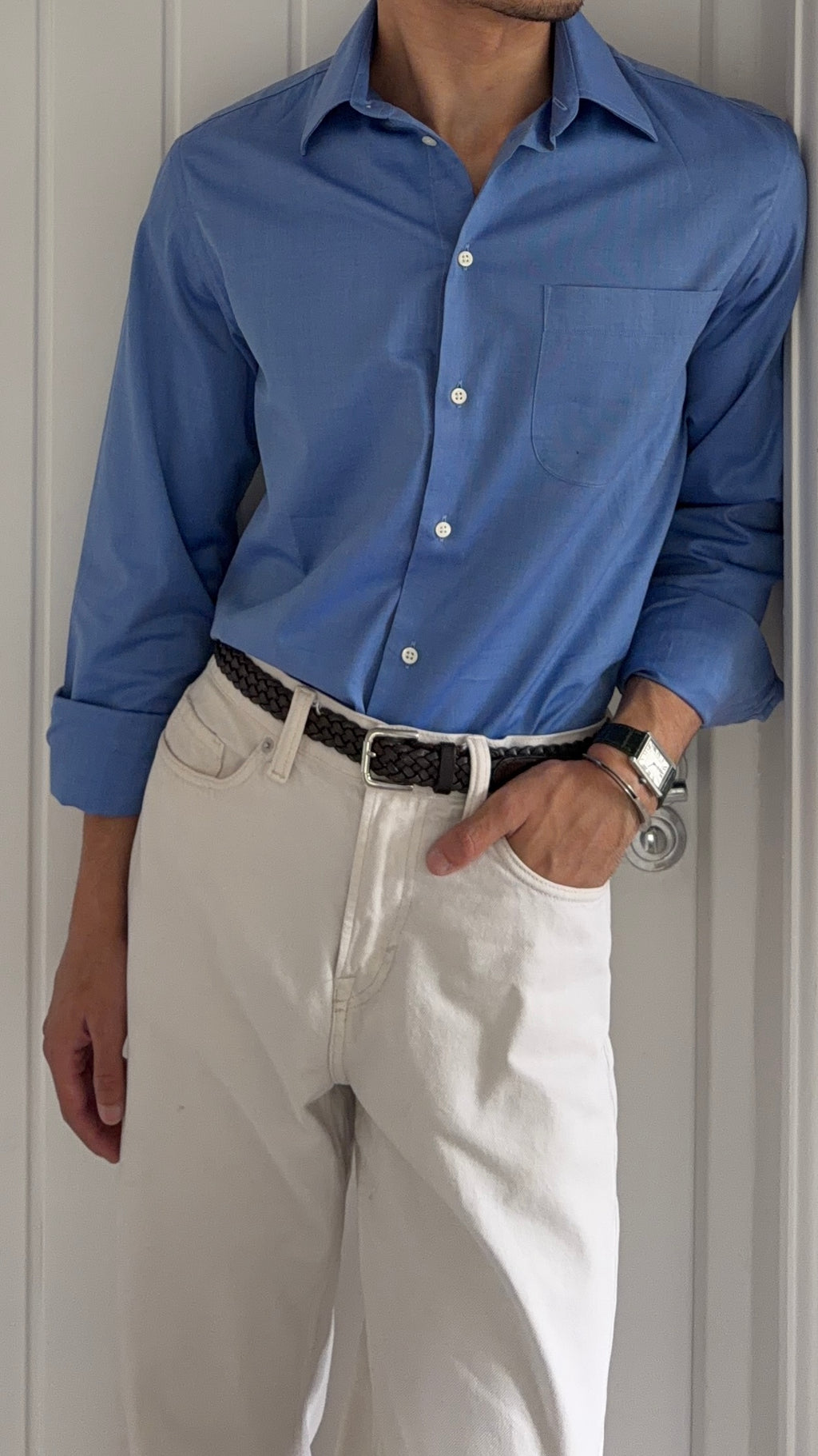 Armani 2000s Blue Cotton Shirt - Size M