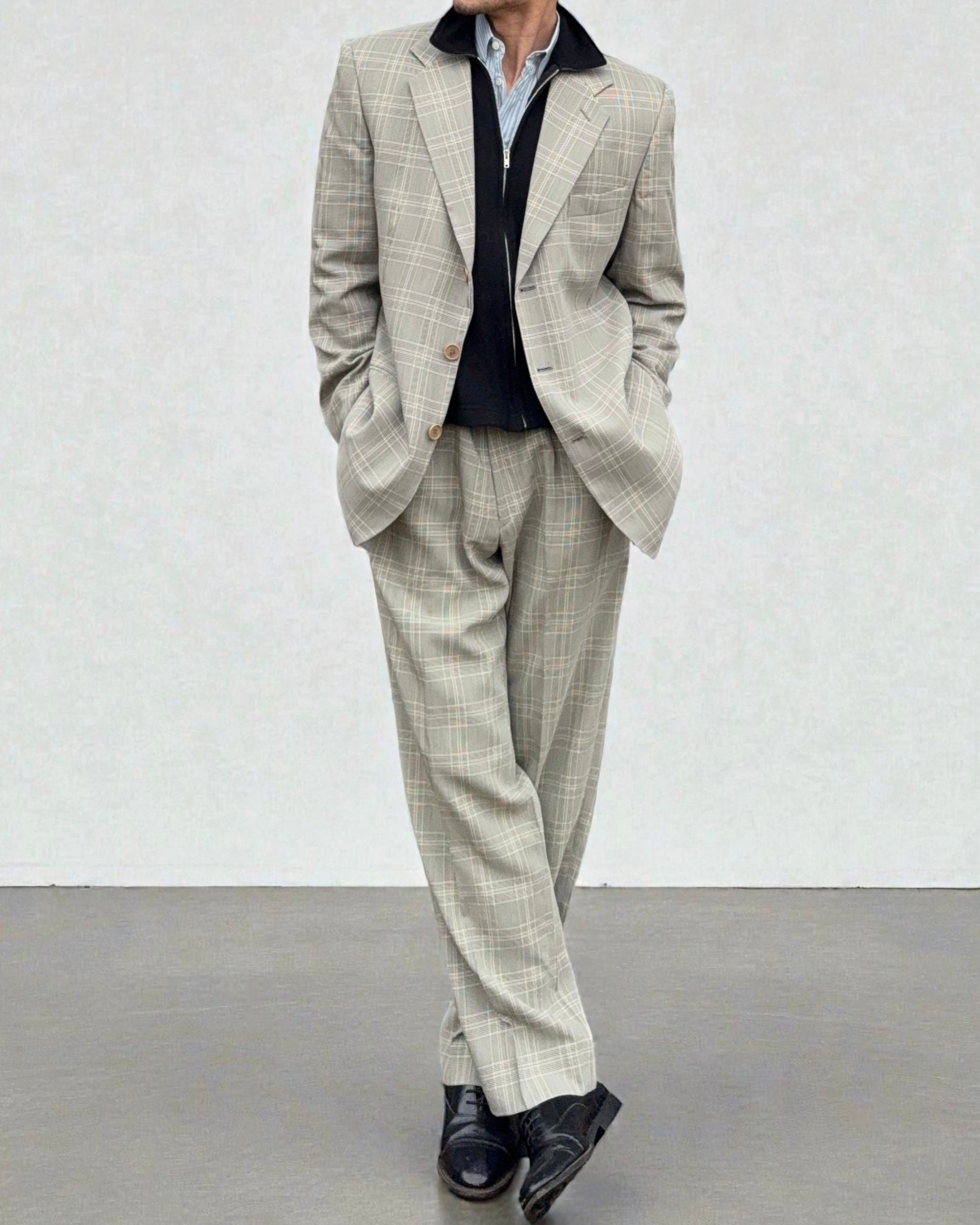 Emporio Armani 1990s Prince Of Wales Check 3B Suit - Size XL Jacket / 36" Waist