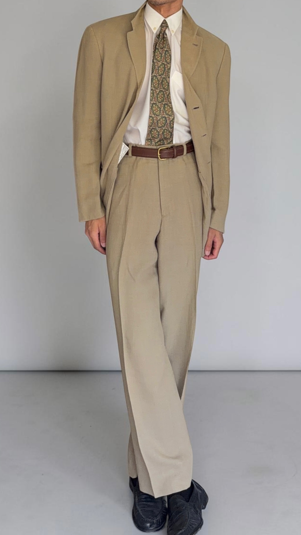 Armani 1990s 3B Linen Blend Unstructured Suit Beige - Size M Jacket / 32" Waist