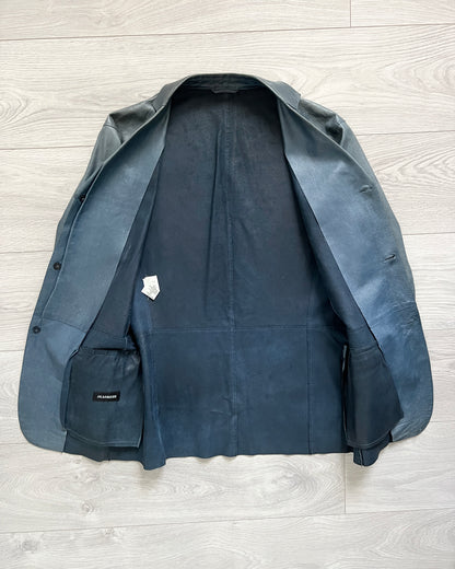 Jil Sander by Raf Simons 00s Petrol Blue Leather Jacket - Size S