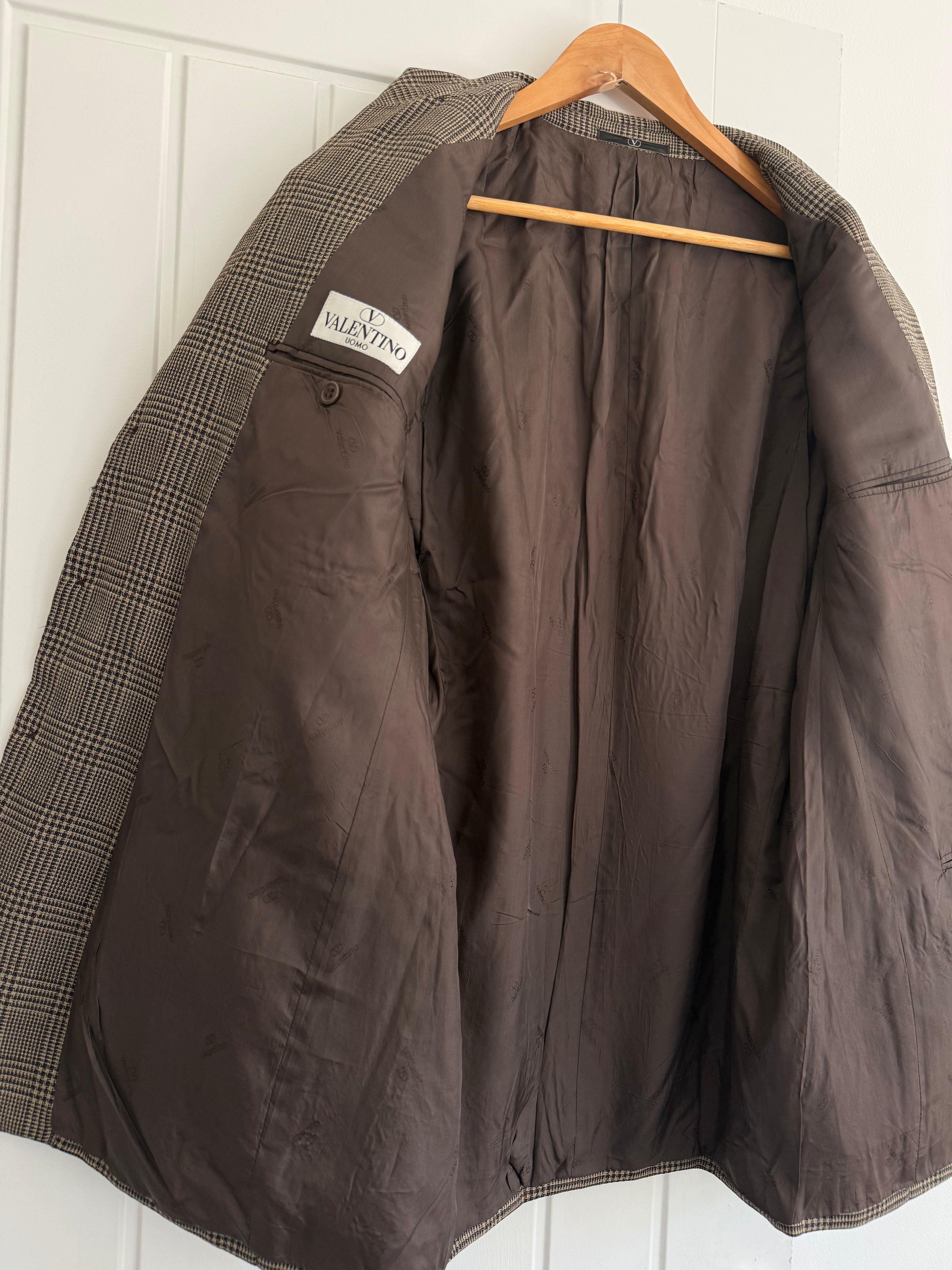 Valentino 1980s Wool Check Sports Jacket Blazer - Size XXL