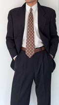 Giorgio Armani 1980s 2B Double Pleat Lightweight Navy Wool Suit - Size M Jacket / 32" Waist