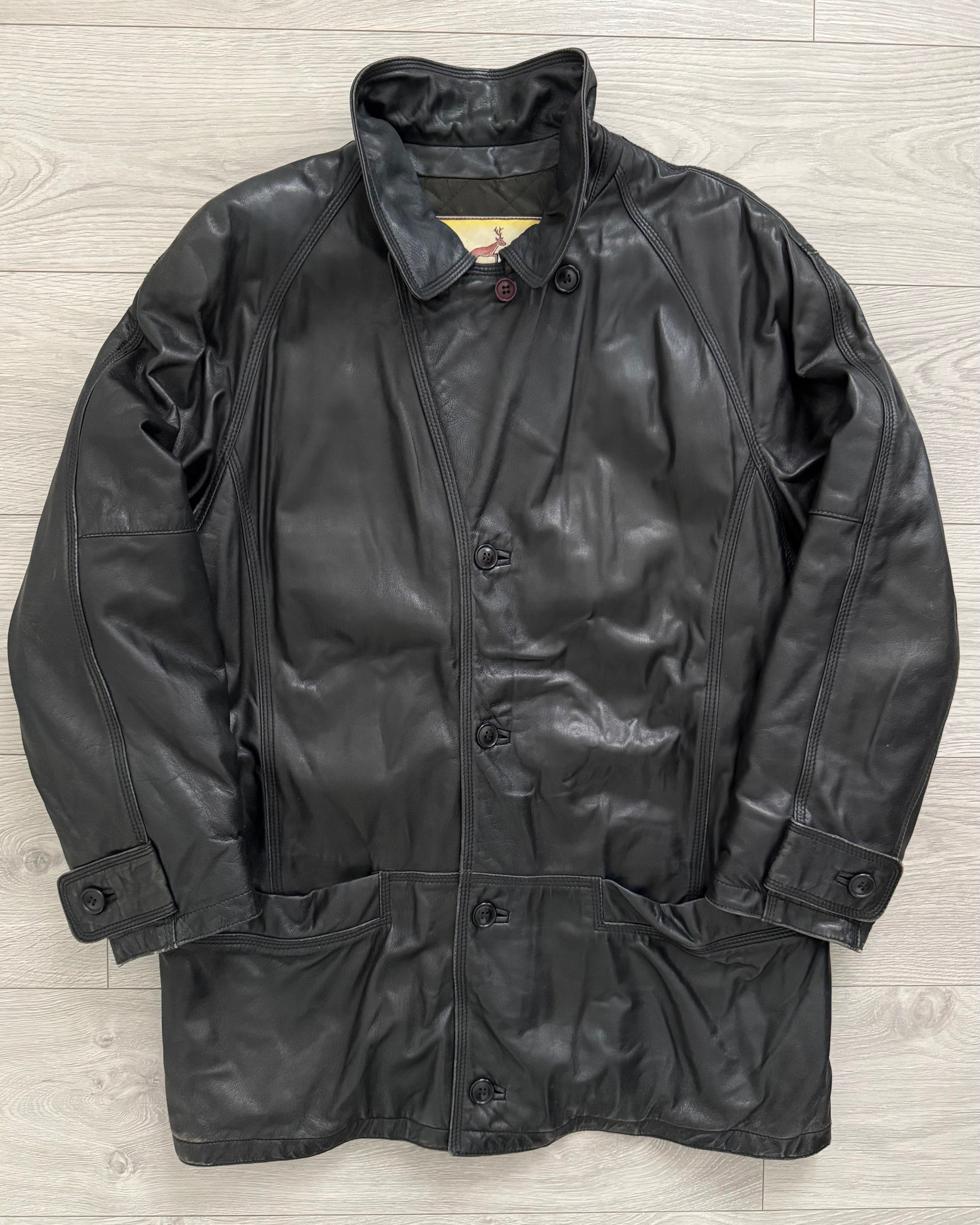 Sicons Armani 1980s Leather Hunting Jacket Coat - Size M