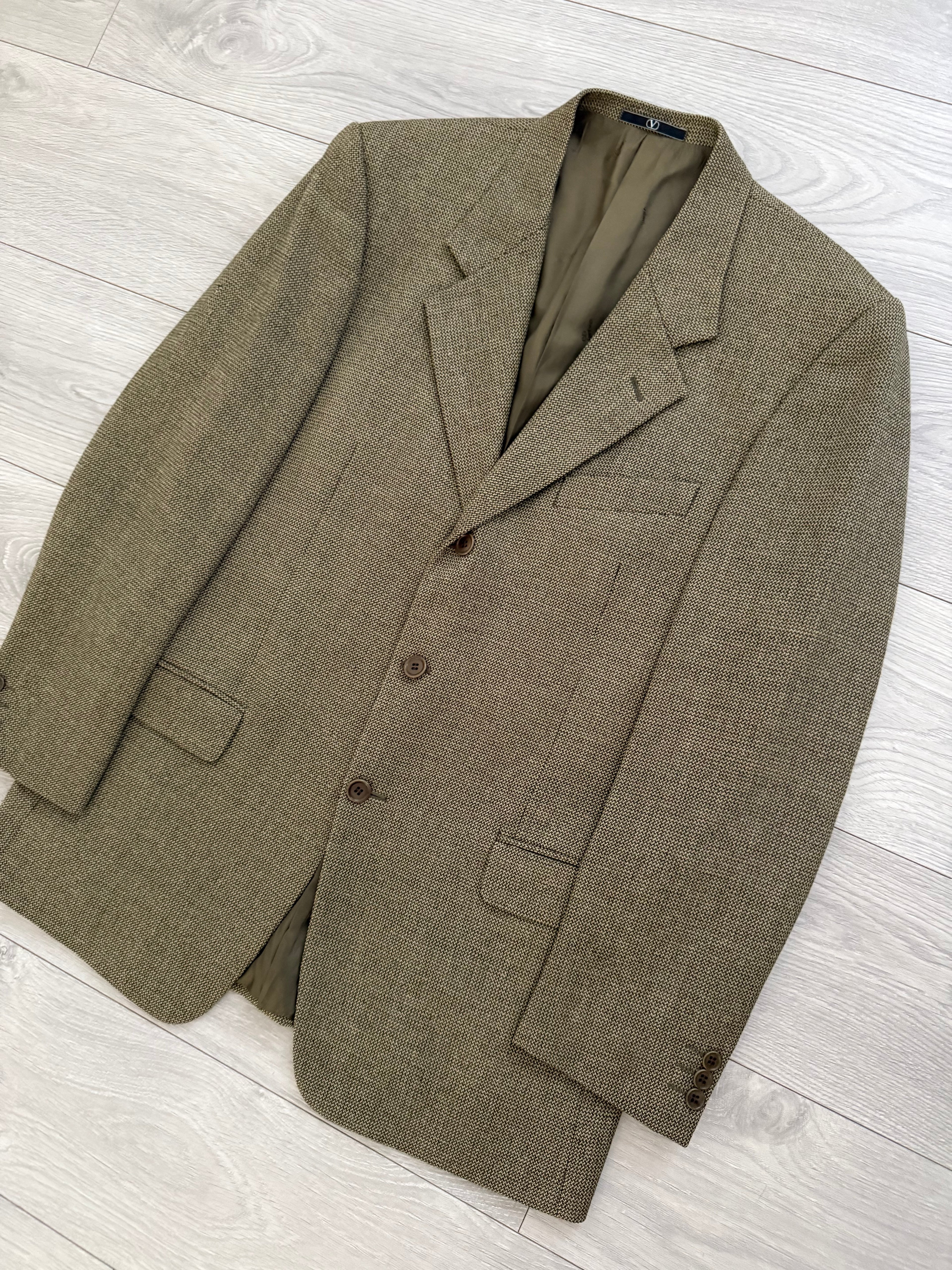 Valentino 1980s 3B Textured Wool Sport Jacket Blazer  - Size XL