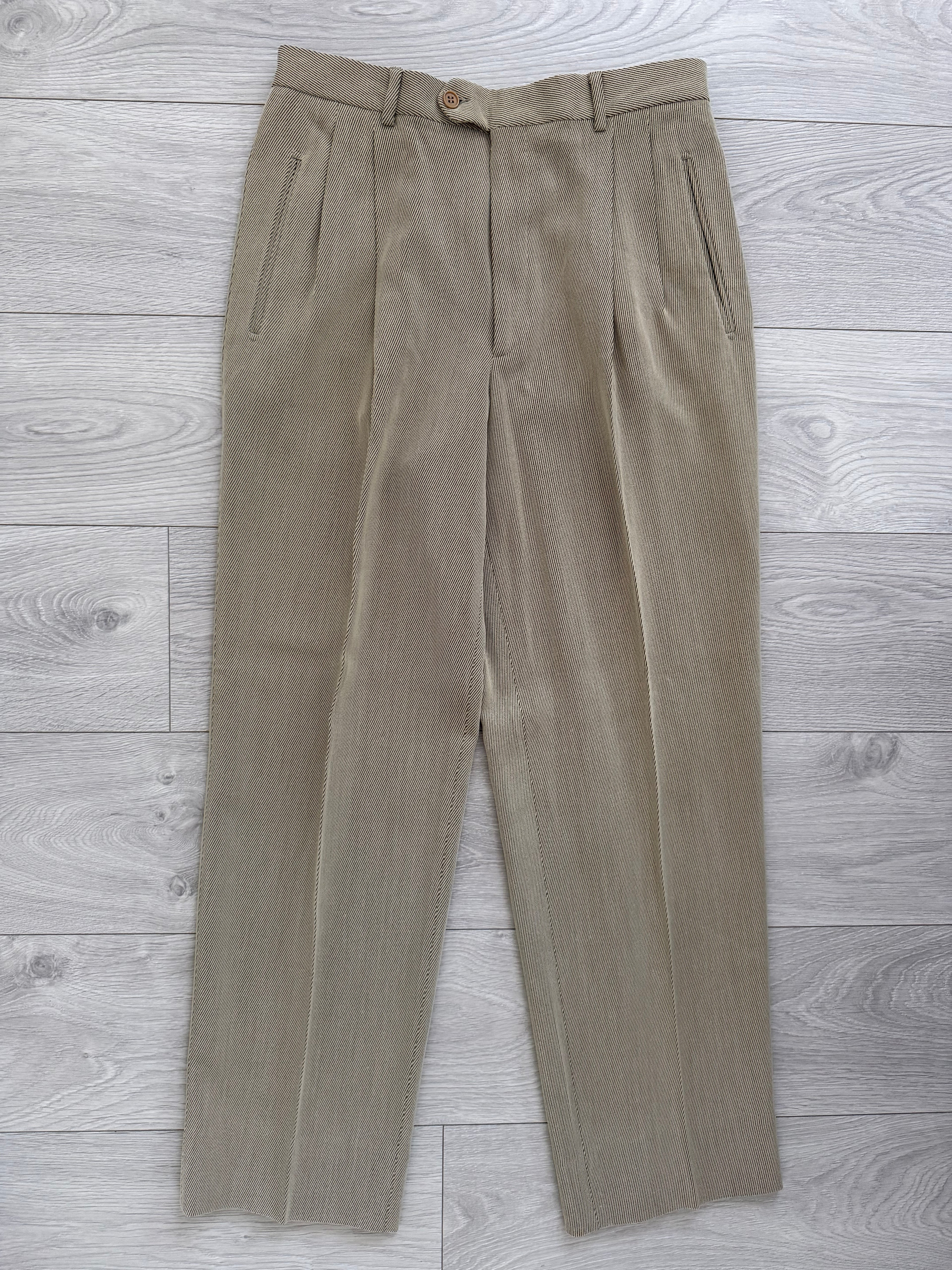 Emporio Armani 1990s Crepe Twill Weave 3B Double-Pleated Suit Sand Beige - Size M Jacket / 32" Waist