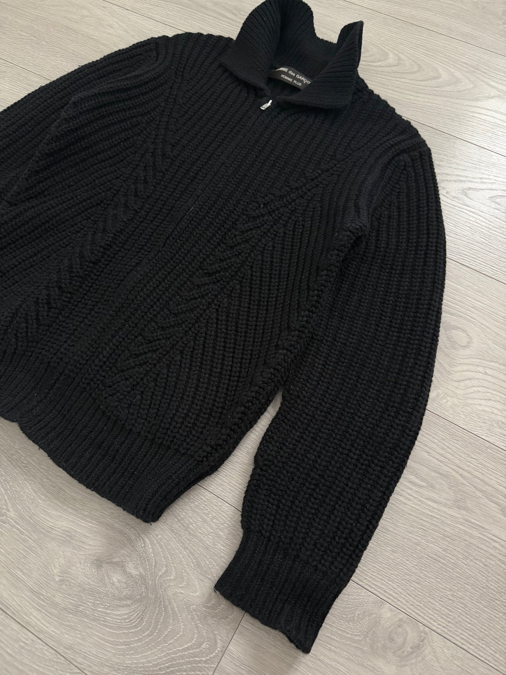 Comme Des Garcons Homme Plus FW2002 Zip Front Geometric Knit Jacket - Size S