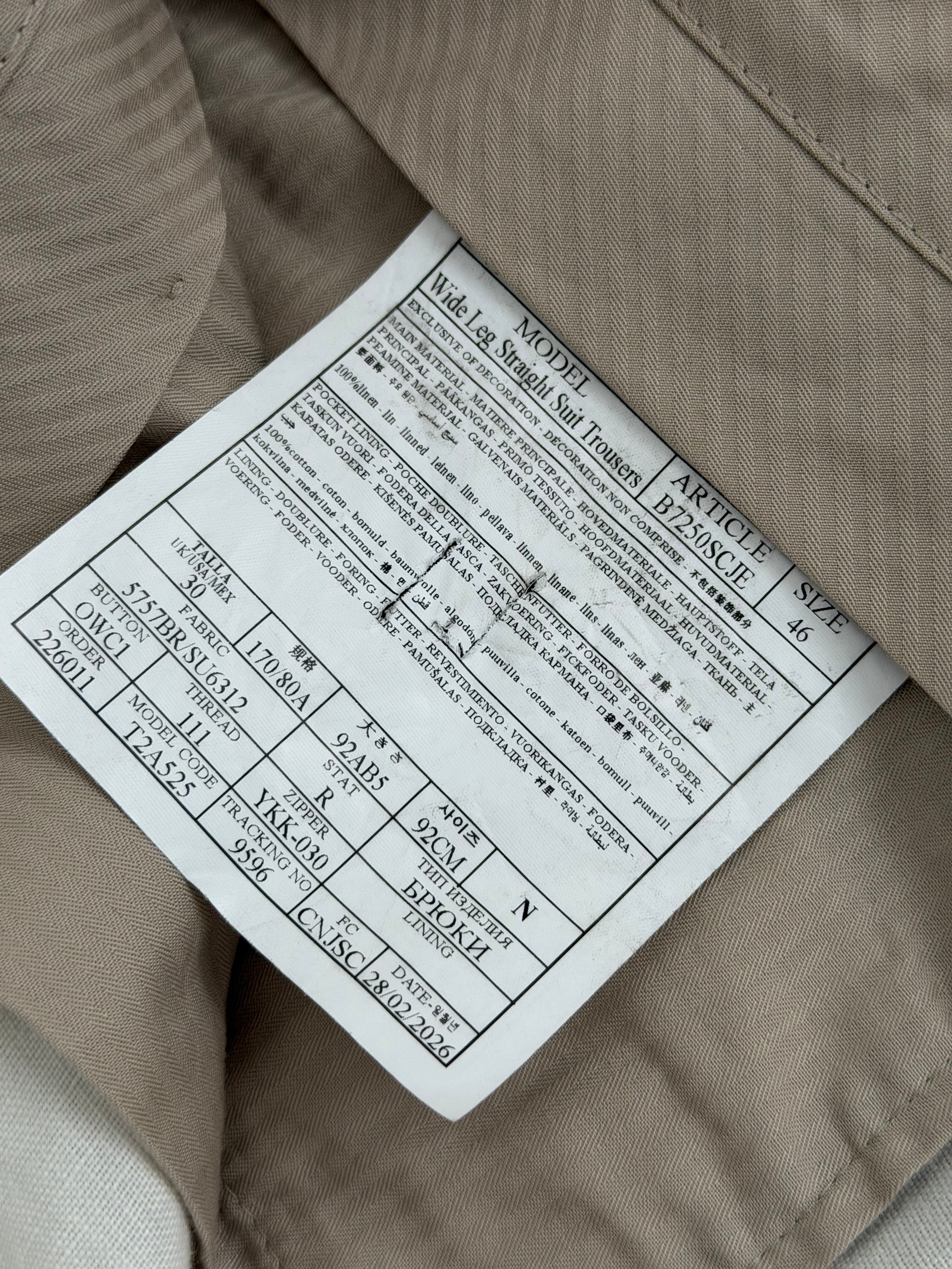 Suit Supply Pleated Linen White Pants - Size 30" Waist