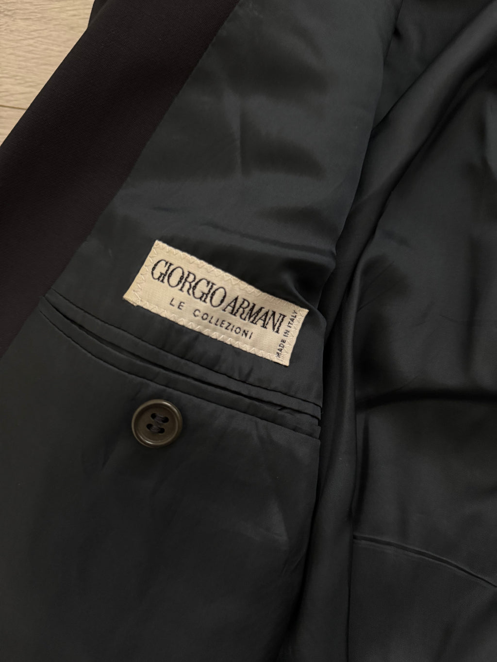 Giorgio Armani 1980s Peaked Lapel Double Breasted Metal Button Wool Sports Jacket Blazer - Size M