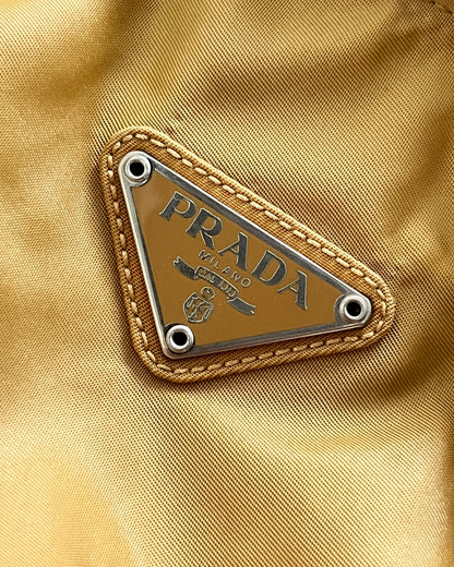 Prada 00s Honey Yellow Vela Nylon Plaque Logo Crossbody Bag