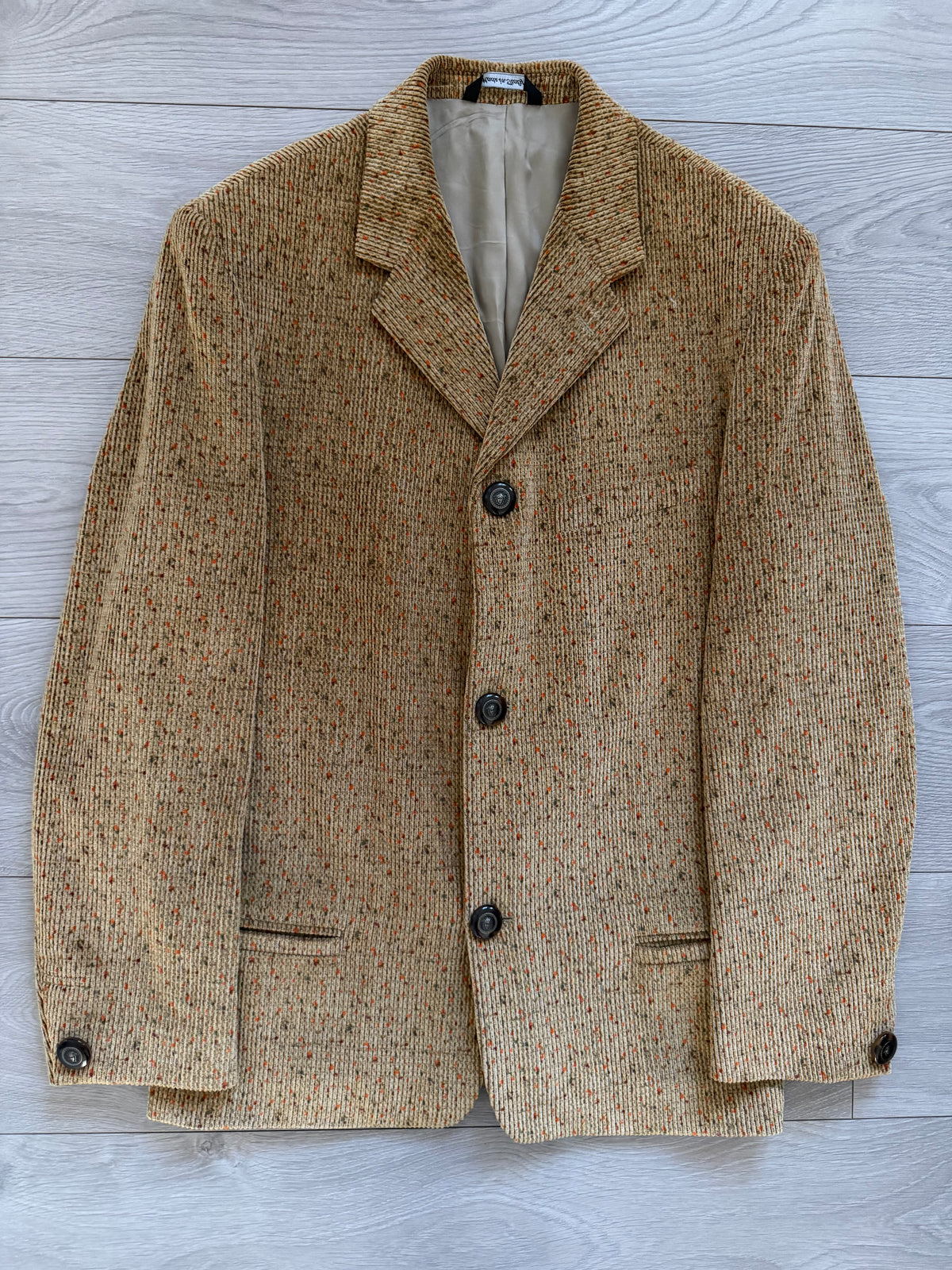 Versace Couture 1990s Metal Button Speckled Cotton Corduroy Sport Jacket Blazer - Size S