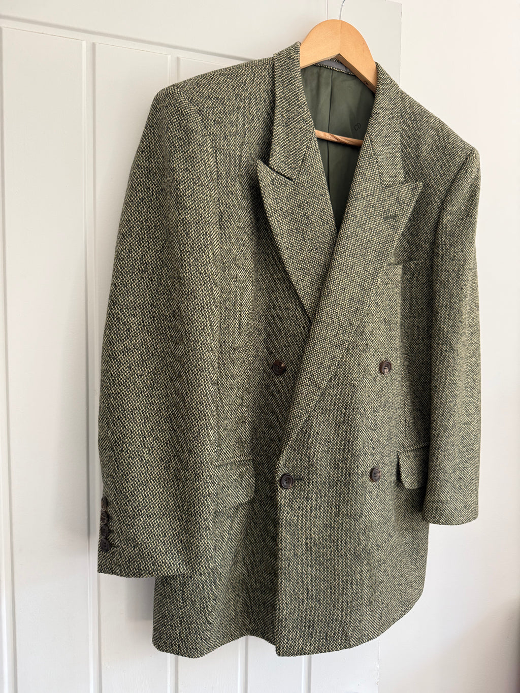 Dior 1980s Peaked Lapel Double Breasted Textured Wool Sports Blazer Jacket - Size S