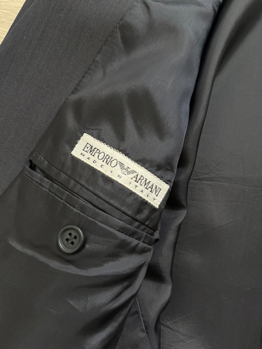 Emporio Armani 1990s 3B Wool Blend Draped Heathered Blue Suit - Size M Jacket / 32" Waist