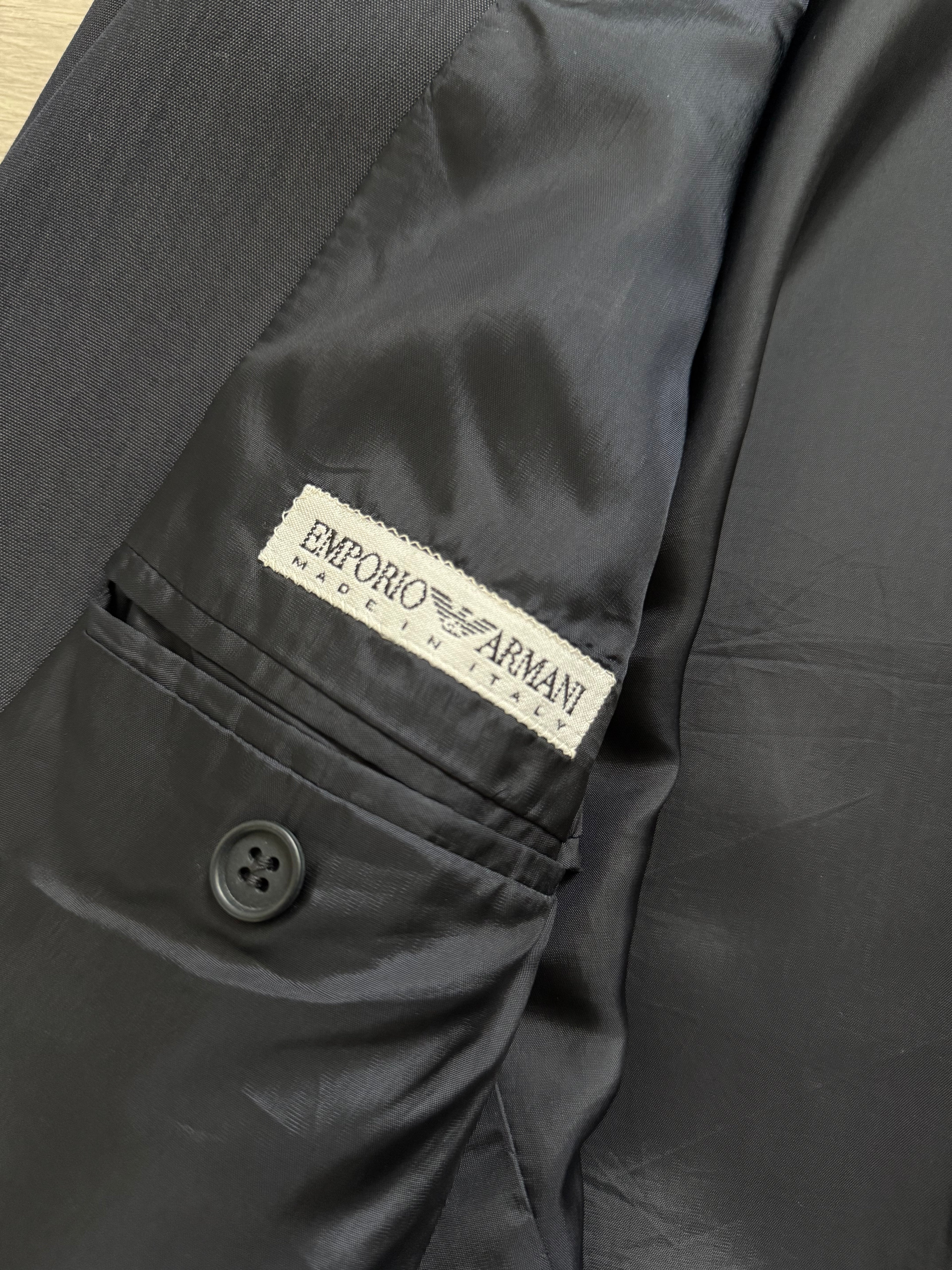 Emporio Armani 1990s 3B Wool Blend Draped Heathered Blue Suit - Size M Jacket / 32" Waist