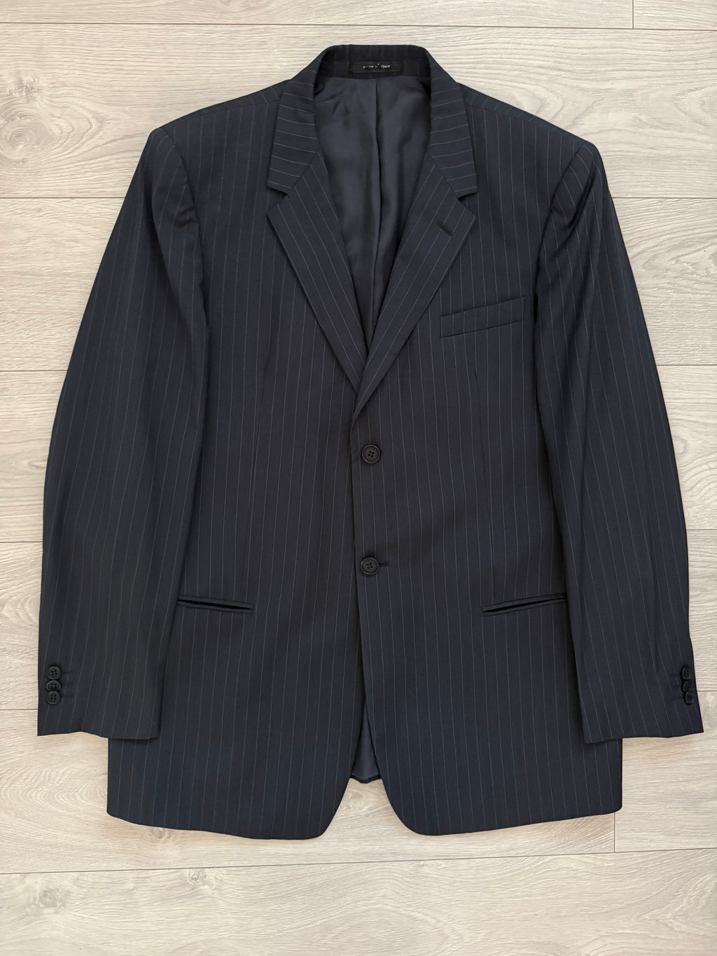 Emporio Armani 1990s 2B Striped Navy Suit - Size XXL Jacket / 38" Waist