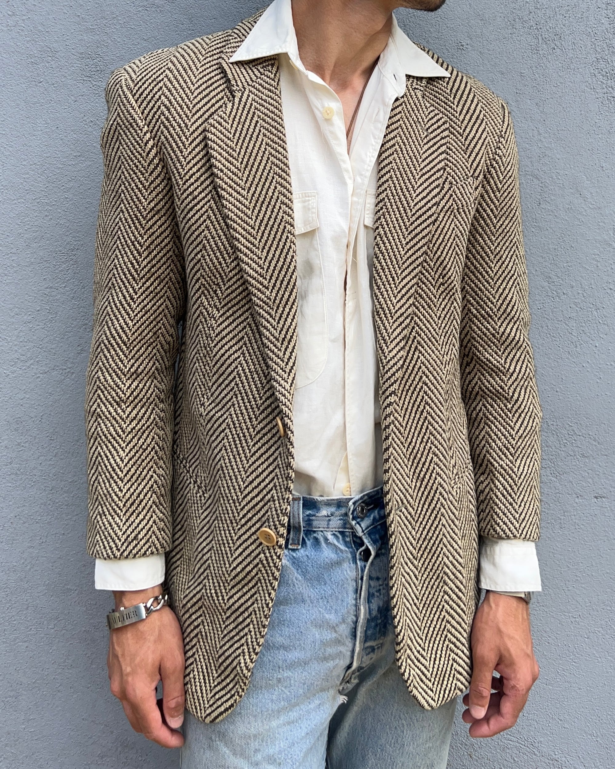 Emporio Armani 1990s Wool Herringbone Sports Jacket - Size S