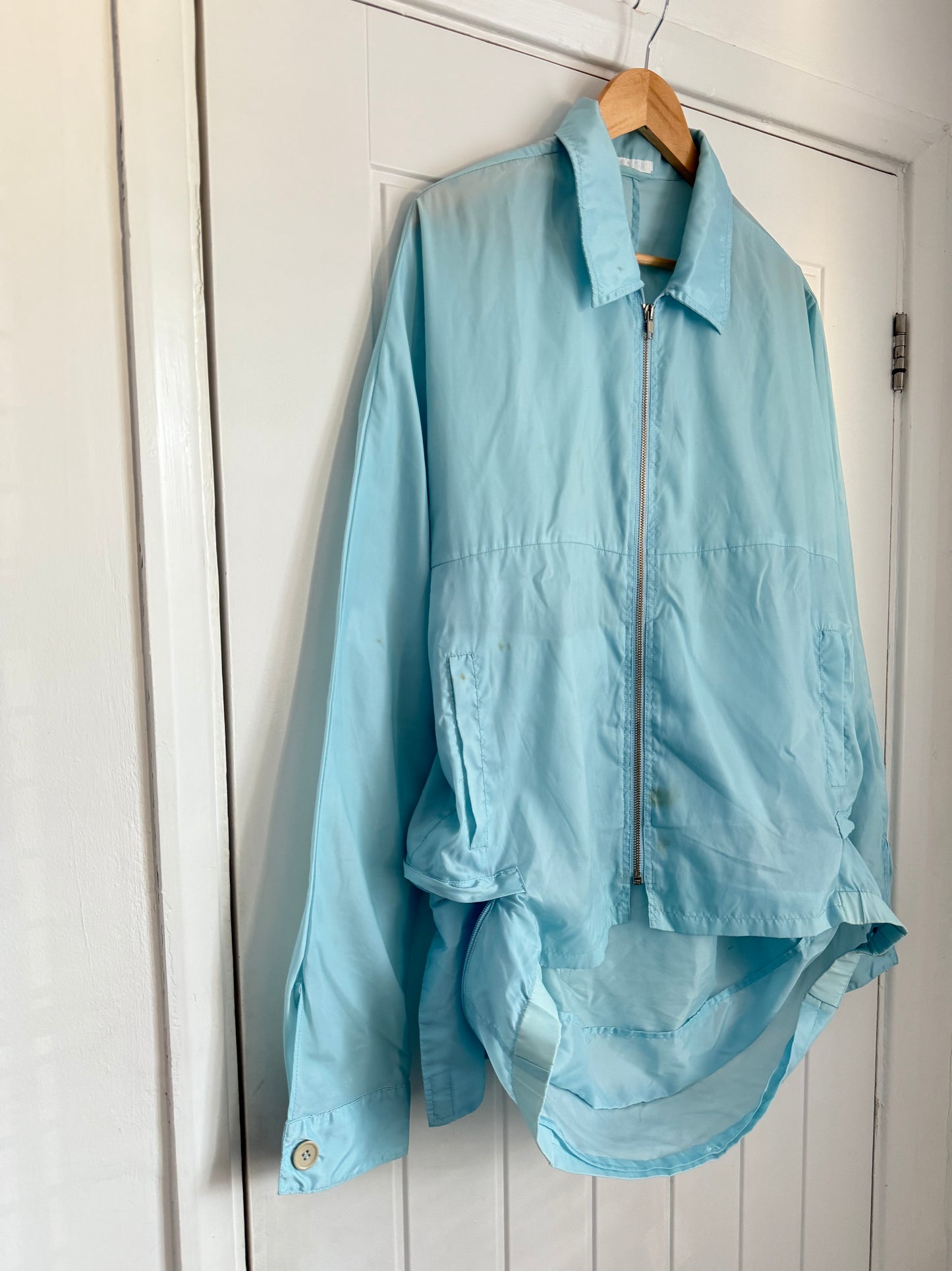 Helmut Lang SS1998 Silk Nylon Blue Cummerbund Packable Jacket - Size L