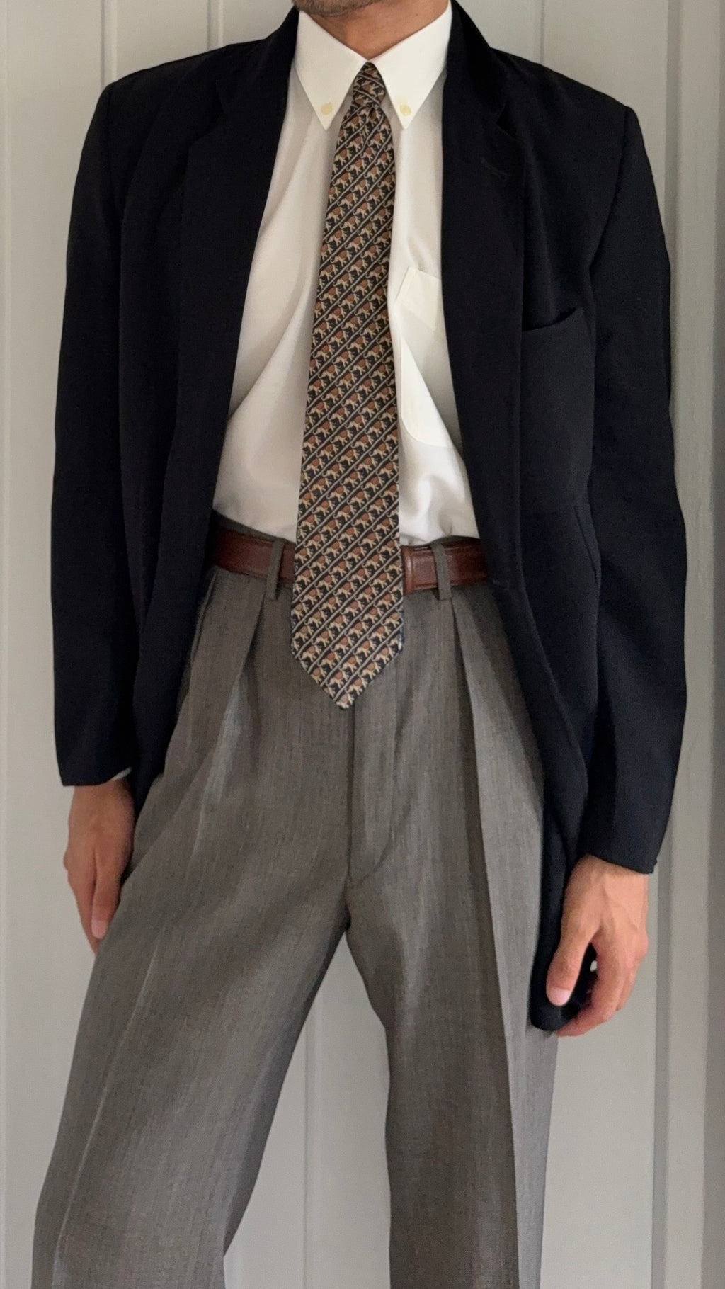 Giorgio Armani Black Label 1990s 1B Draped Lightweight Wool Jacket - Size S