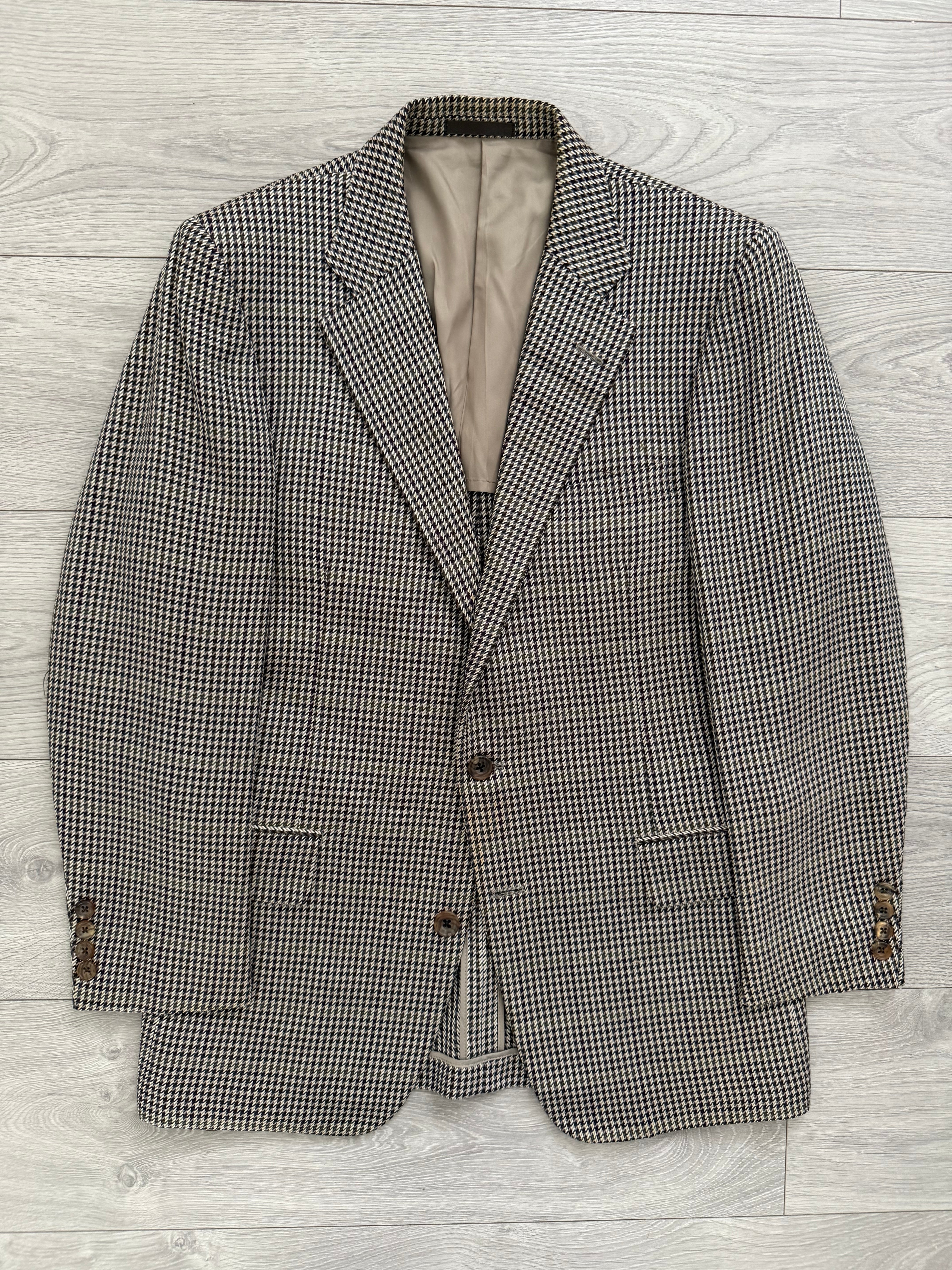 Burberry 1990s 2B Wool Silk Puppytooth Lightweight Partially Lined
