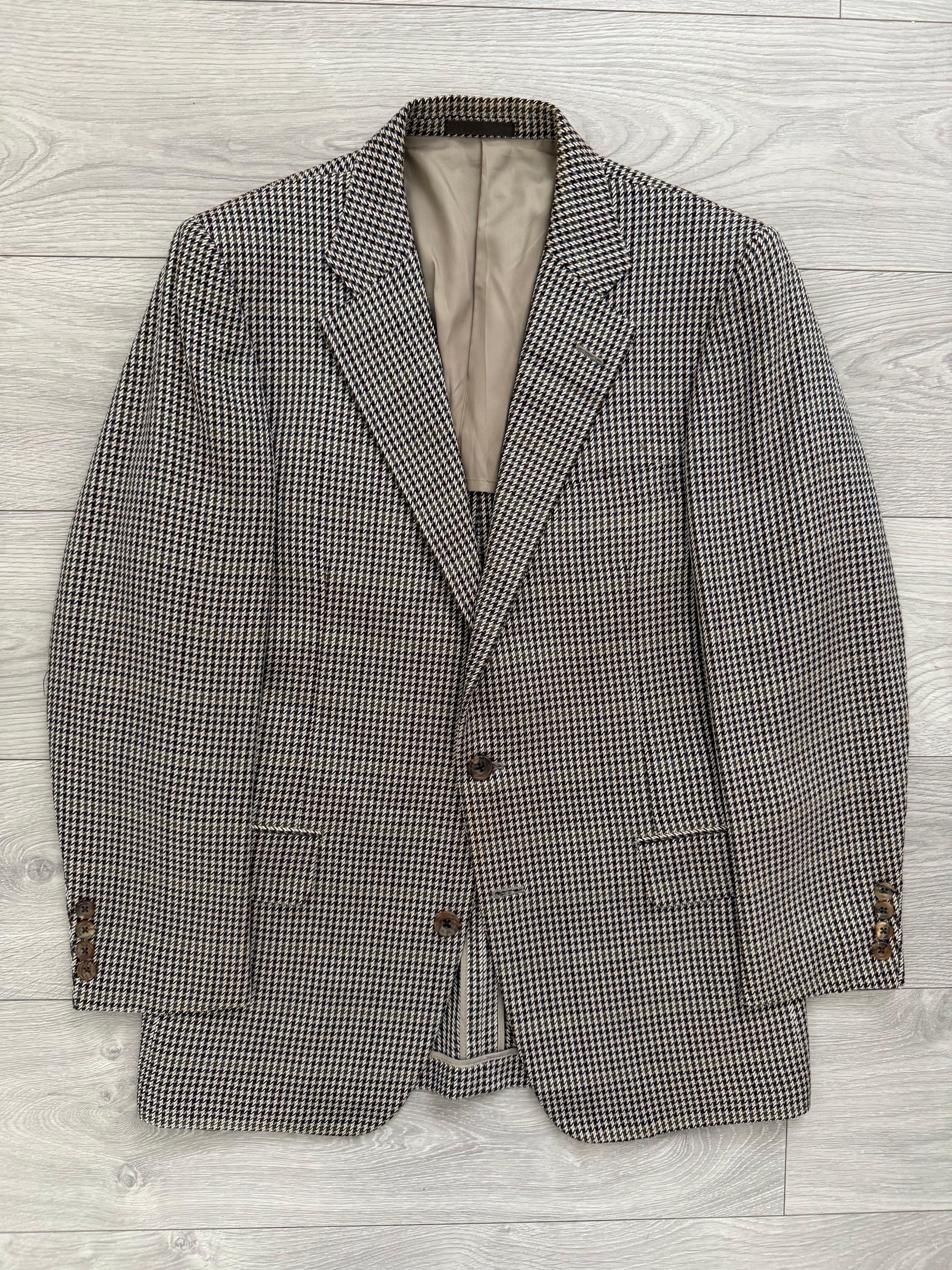 Burberry 1990s 2B Wool Silk Puppytooth Lightweight Partially Lined Sports Jacket Blazer - Size S