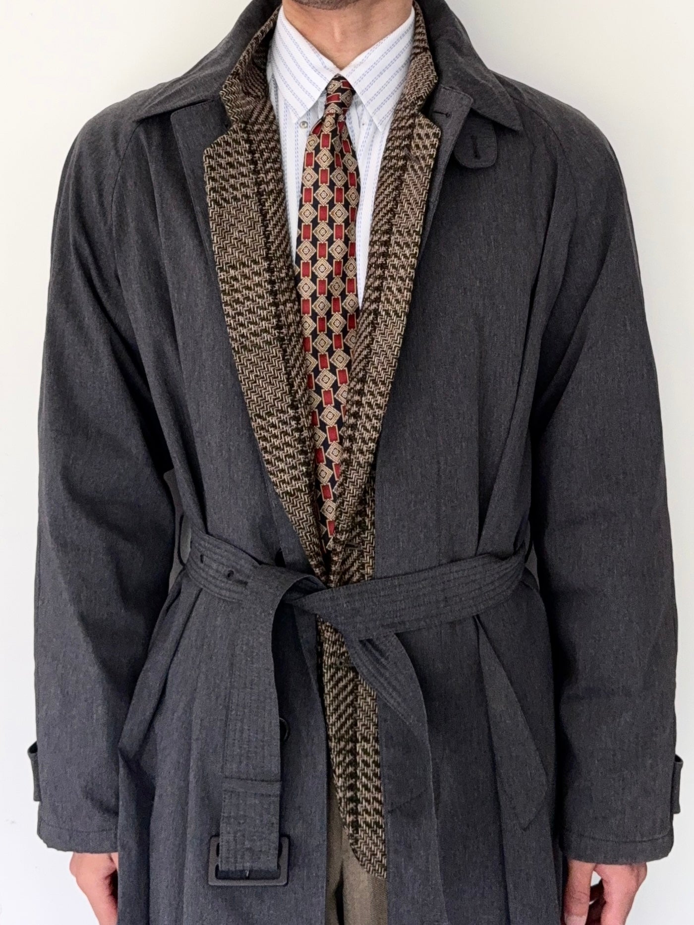 Giorgio Armani 1980s Grey Belted Coat - Size M