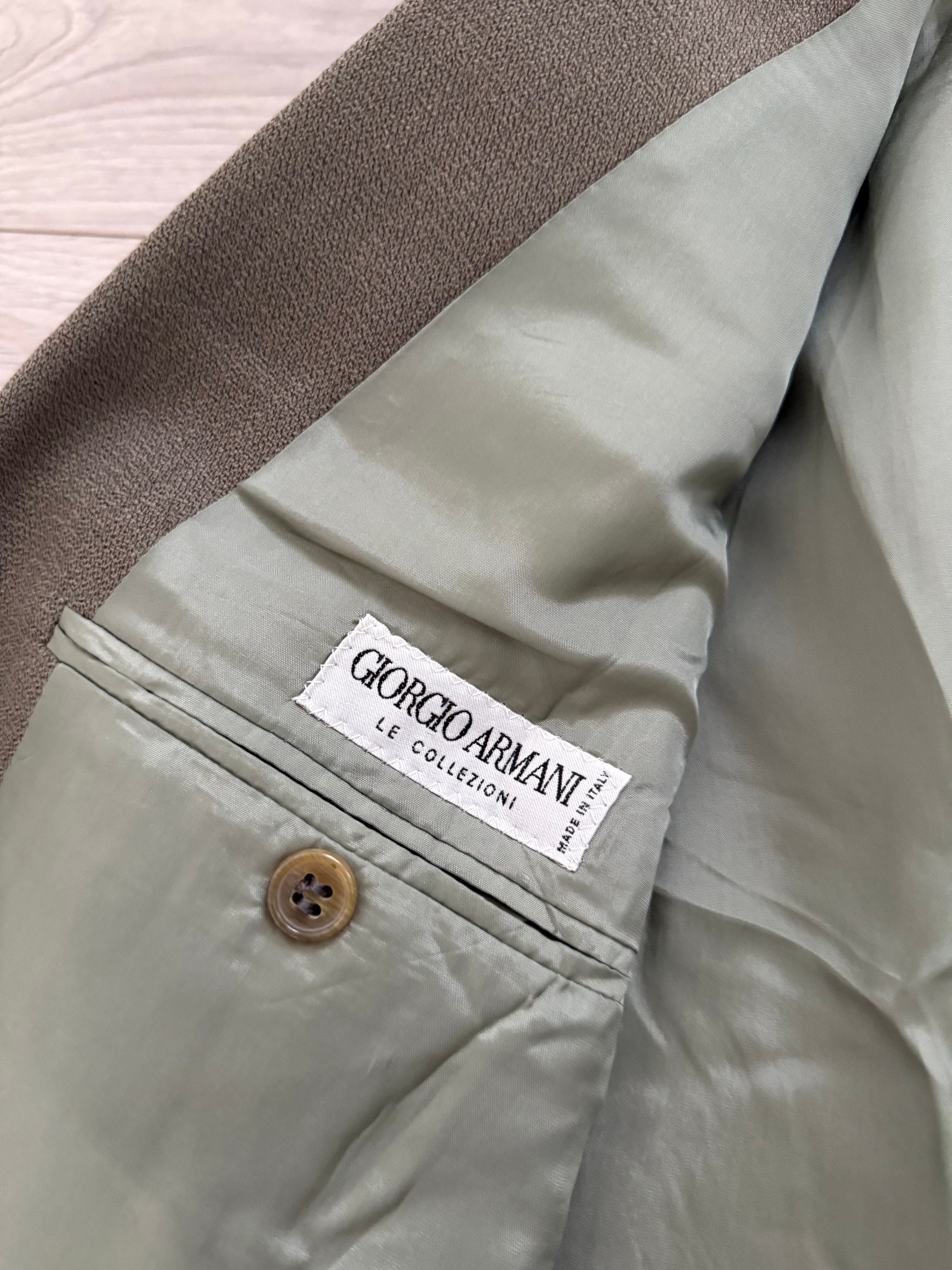 Giorgio Armani 1980s Taupe Beige Peaked Lapel Double Breasted Sports Blazer Jacket - Size M