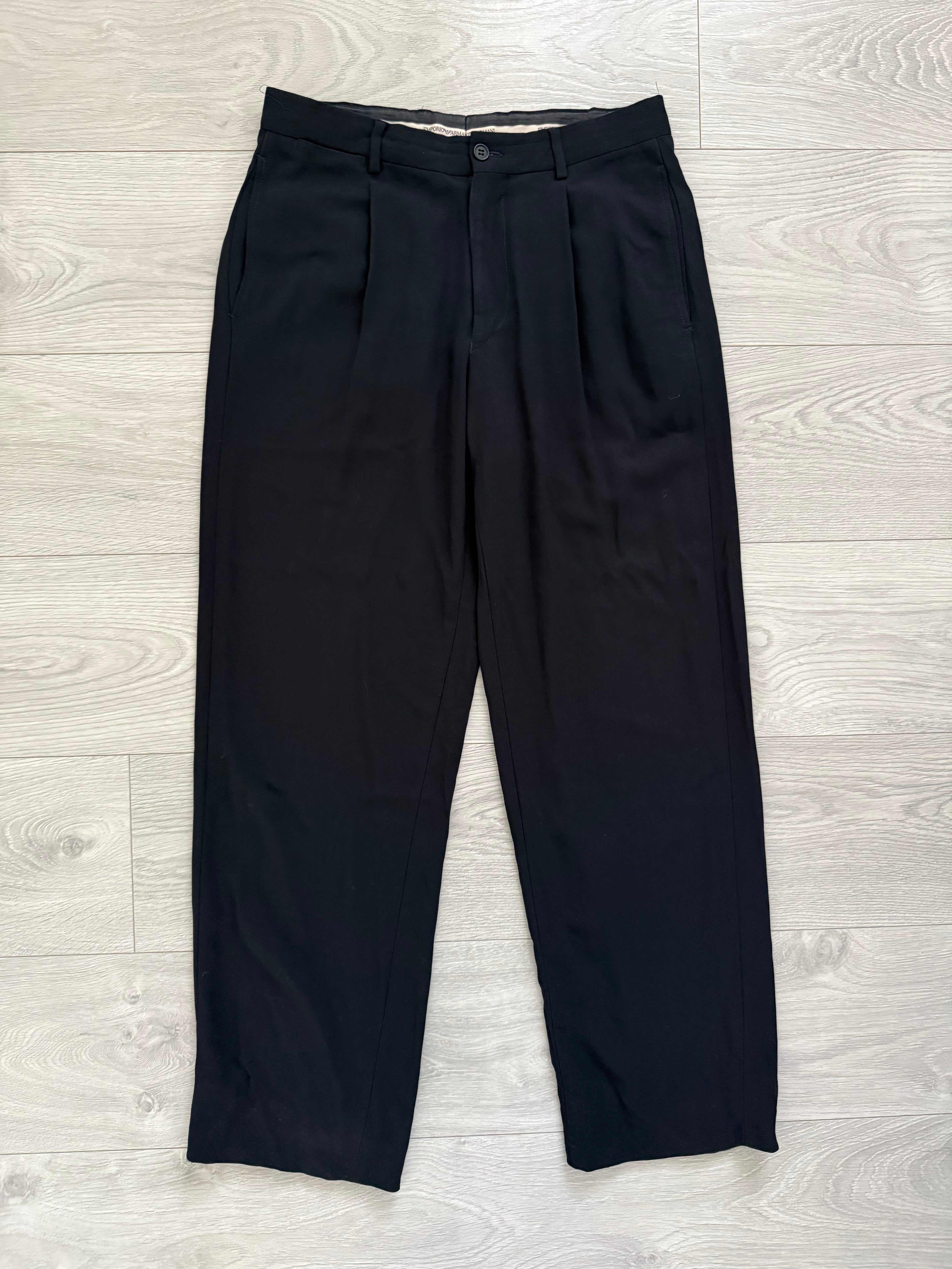 Emporio Armani 1990s Pleated Draped Wool Pants - Size 30