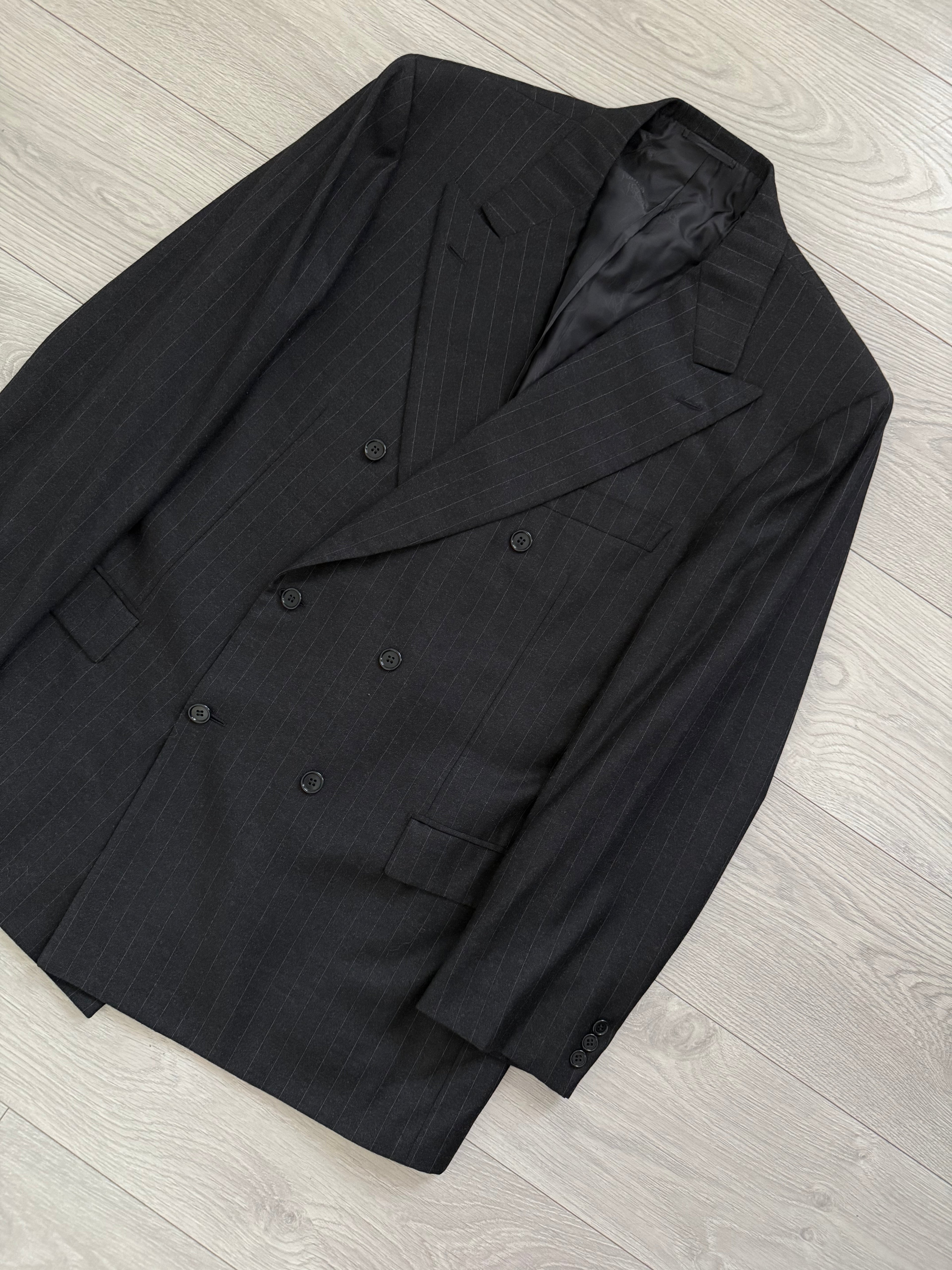 Brioni Peaked Lapel Double Breasted Striped Wool Blazer Jacket - Size XXL