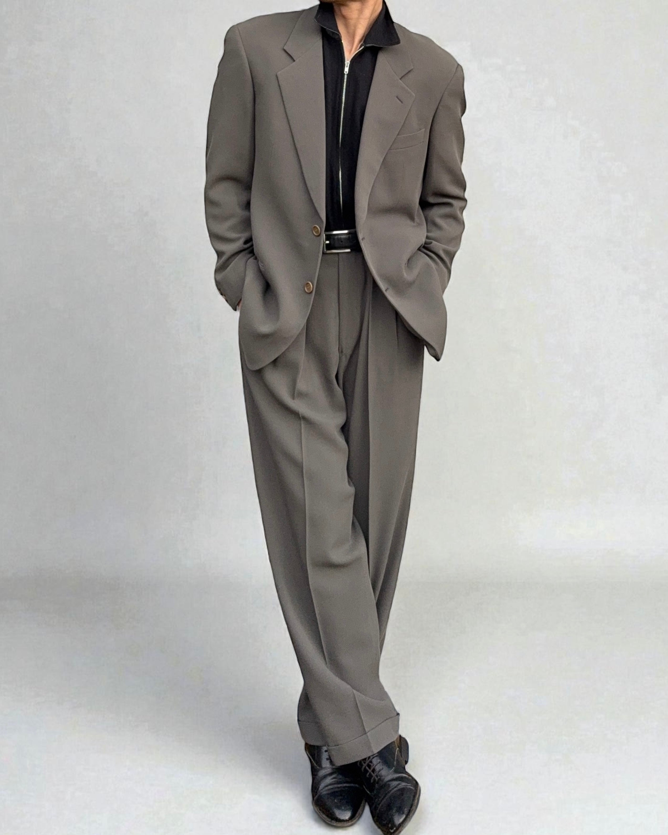 Giorgio Armani 1990s Draped Pleated Suit - Size L Jacket / 32