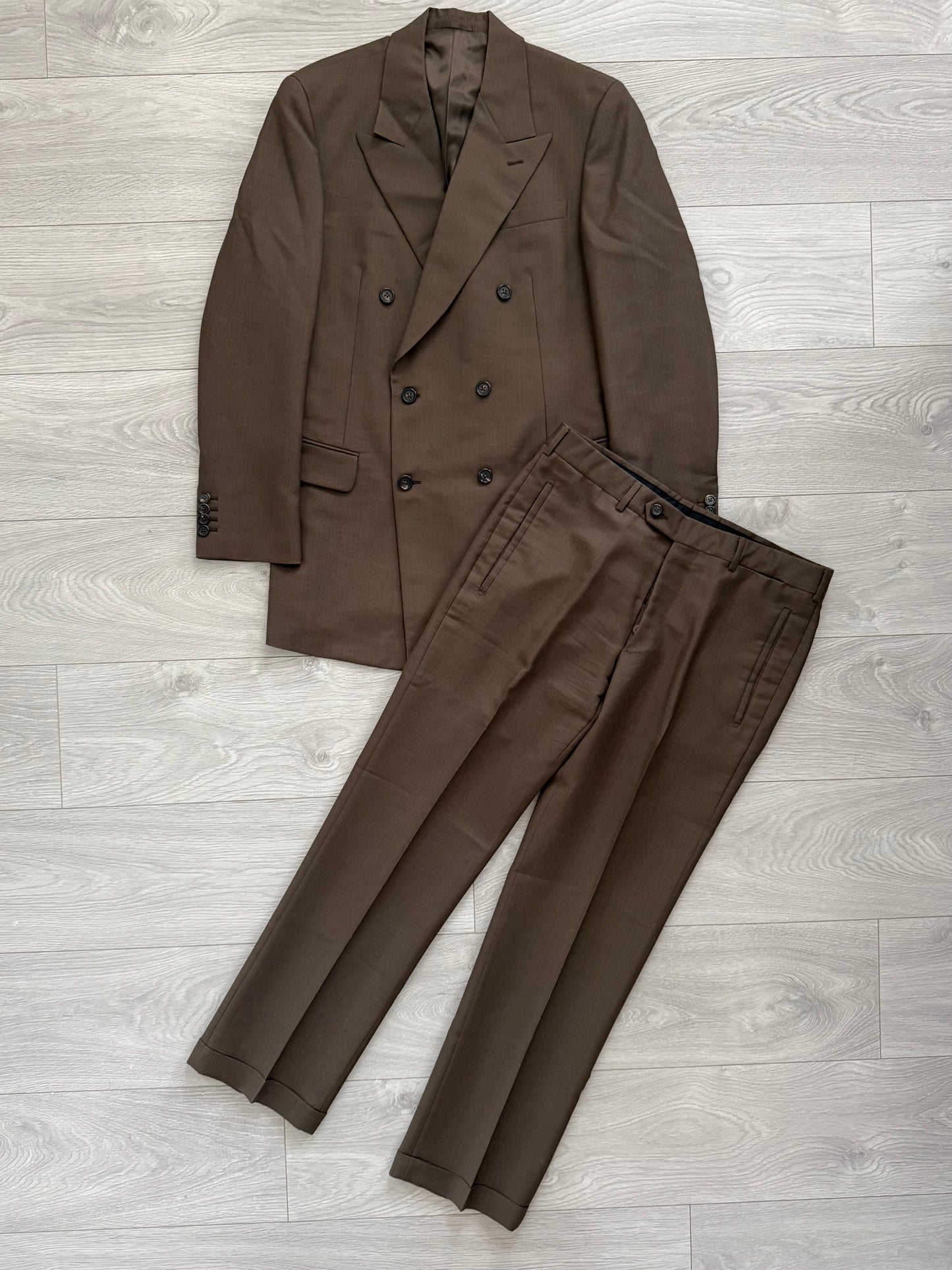 Prada FW2005 Runway Double-Breasted Mohair Wool Suit - Size L Jacket / 34" Waist