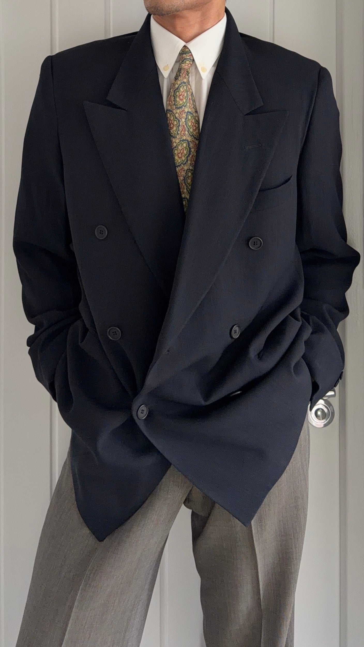 Giorgio Armani 1980s Peaked Lapel Double Breasted Sport Jacket Blazer - Size XL