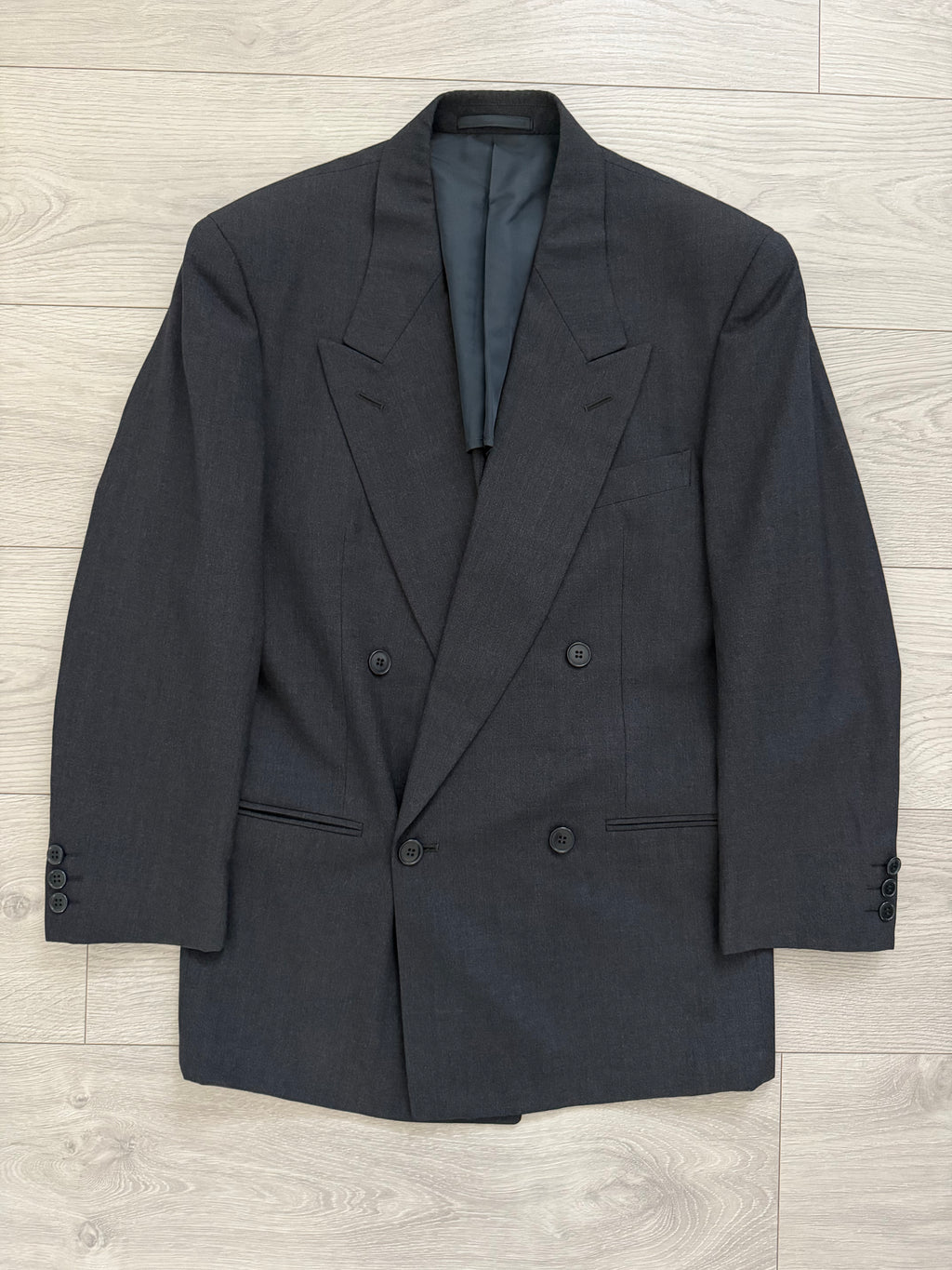 Emporio Armani 1980s Peaked Lapel Double Breasted Wool Sport Jacket Blazer - Size XS