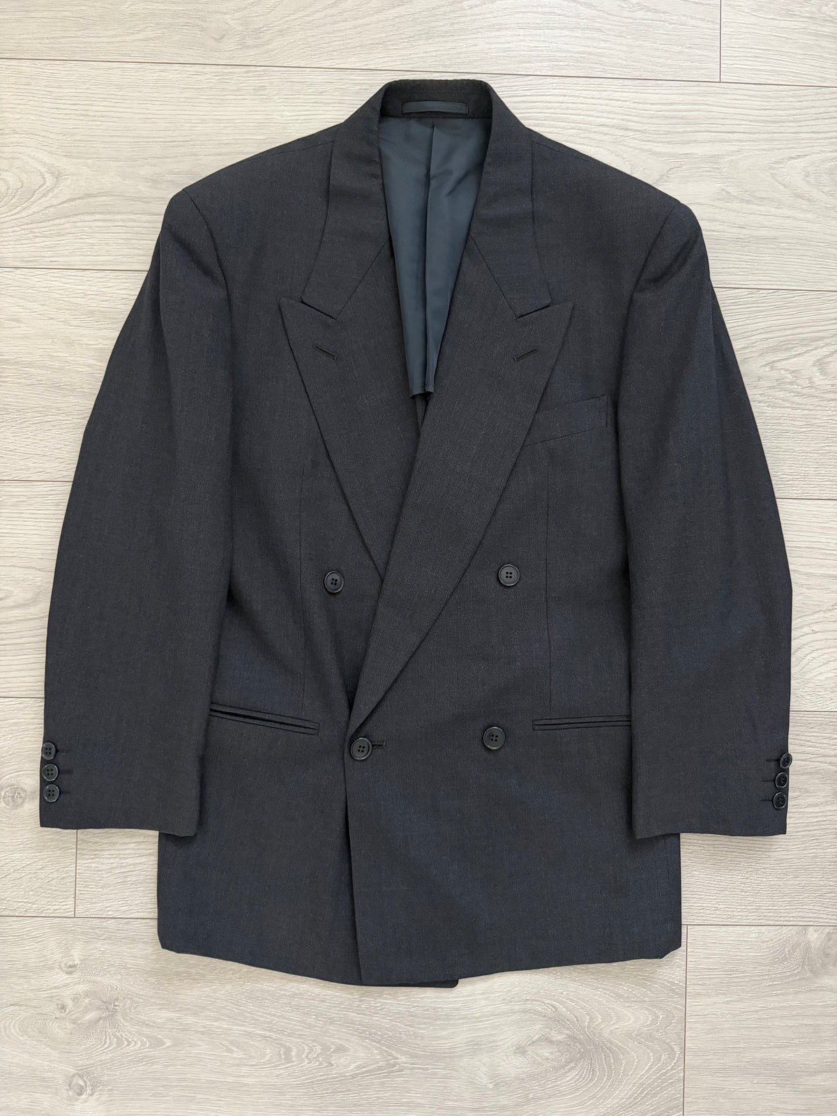 Emporio Armani 1980s Peaked Lapel Double Breasted Wool Sport Jacket Blazer - Size XS