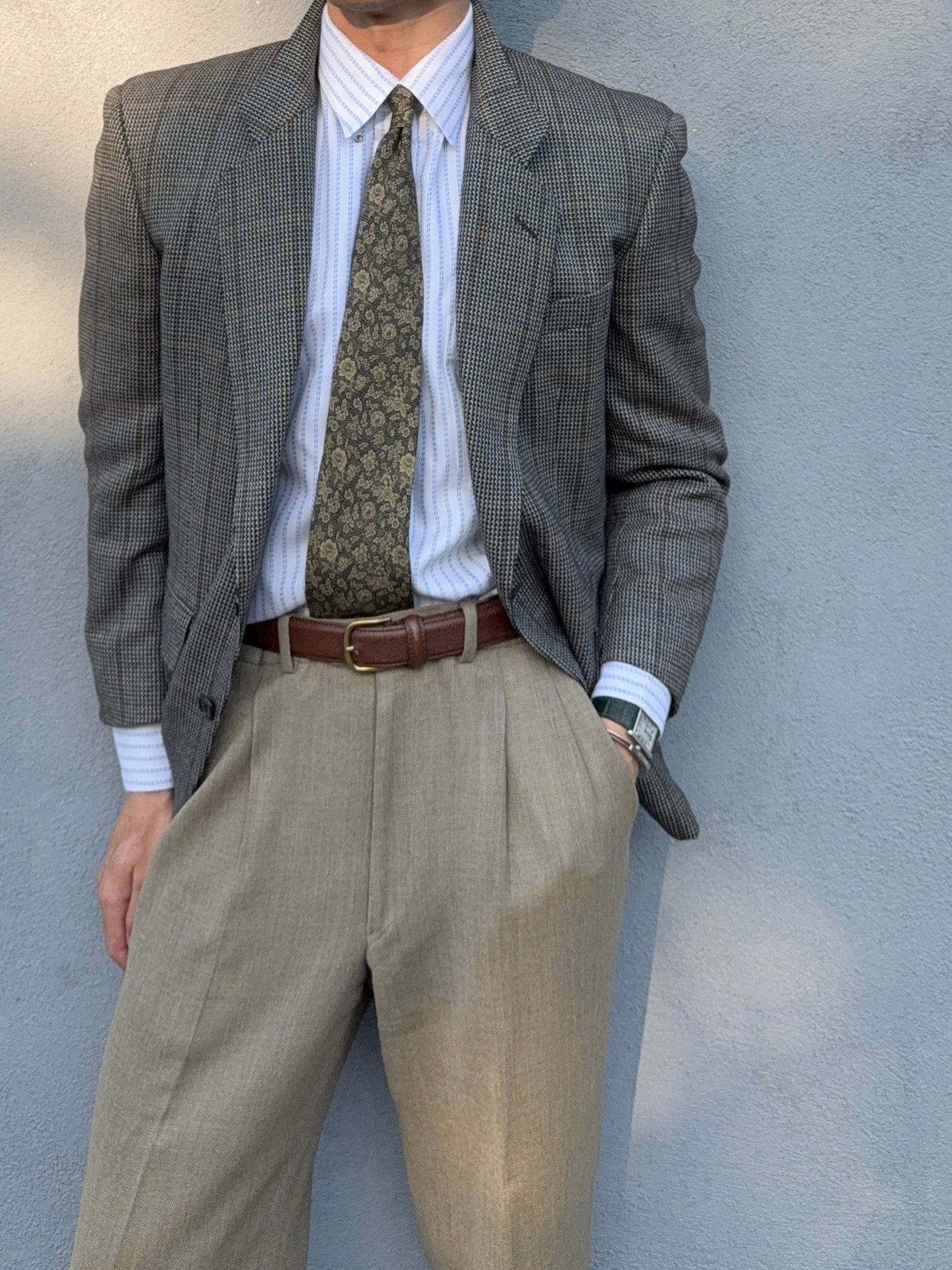 Yves Saint Laurent 1980s 2B Check Wool Sports Jacket Blazer - Size S