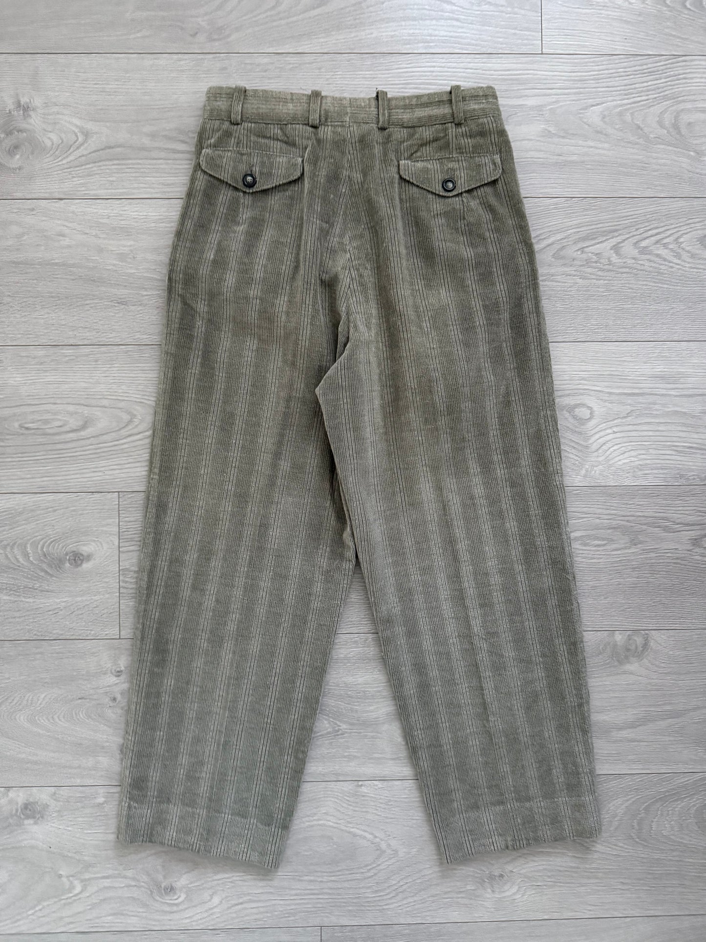 Emporio Armani 1990s Triple Pleat Corduroy Pants - Size 30