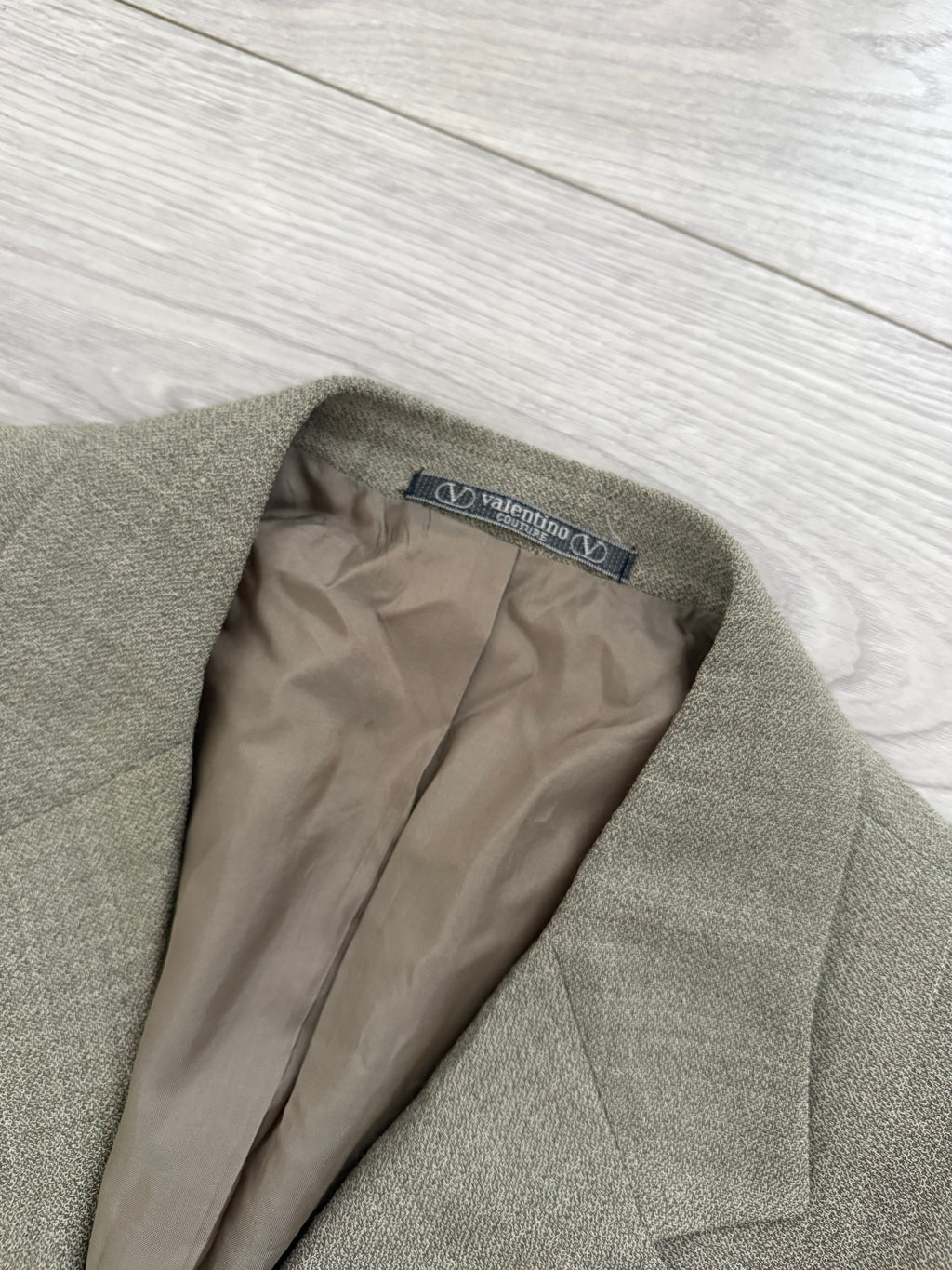 Valentino Couture 1980s 3B Draped Taupe Beige Wool Sports Blazer Jacket - Size XL
